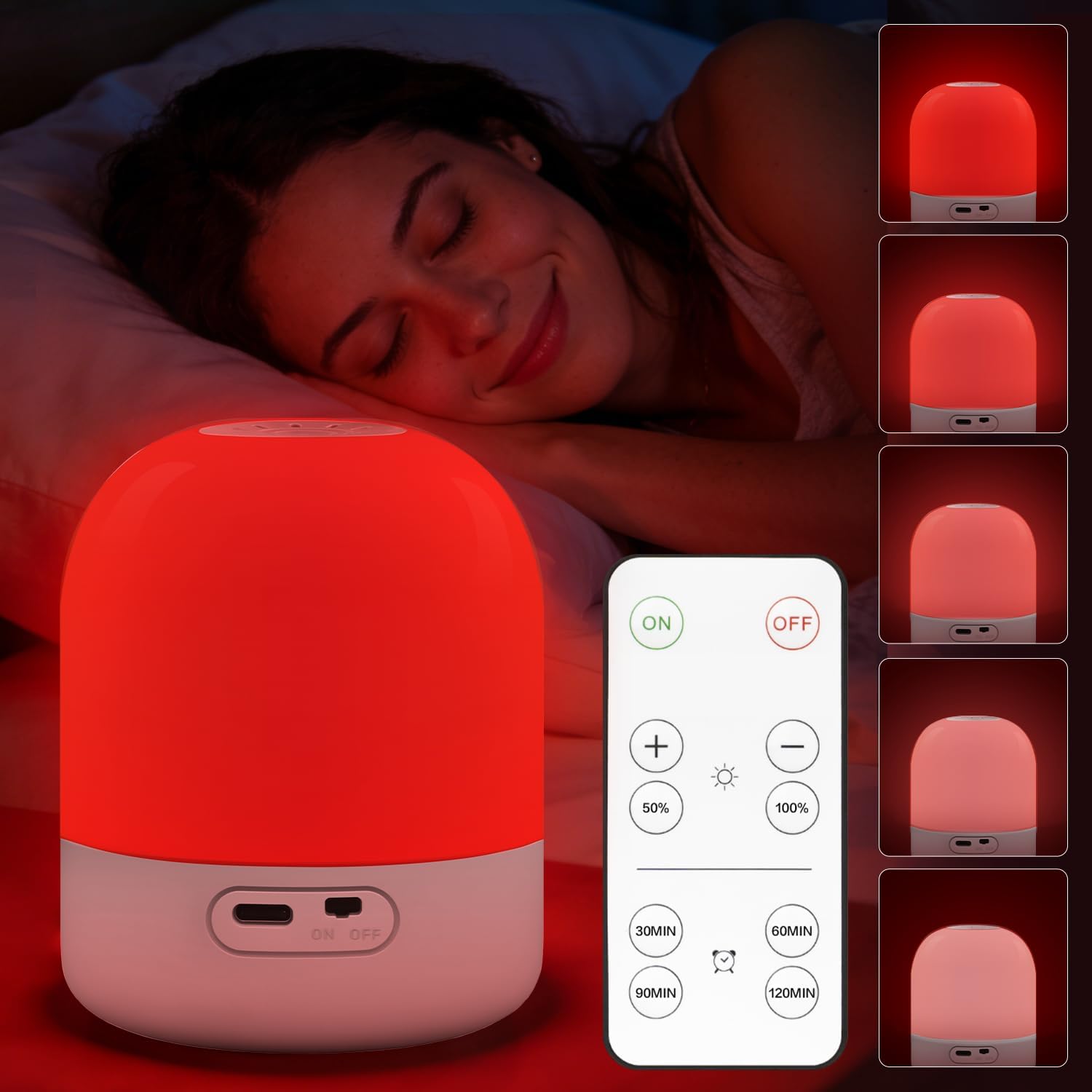 LÁMPARA DE LUZ ROJA BORCCDIT 670NM PARA DORMIR CON CONTROL REMOTO Y TEMPORIZADOR - 1