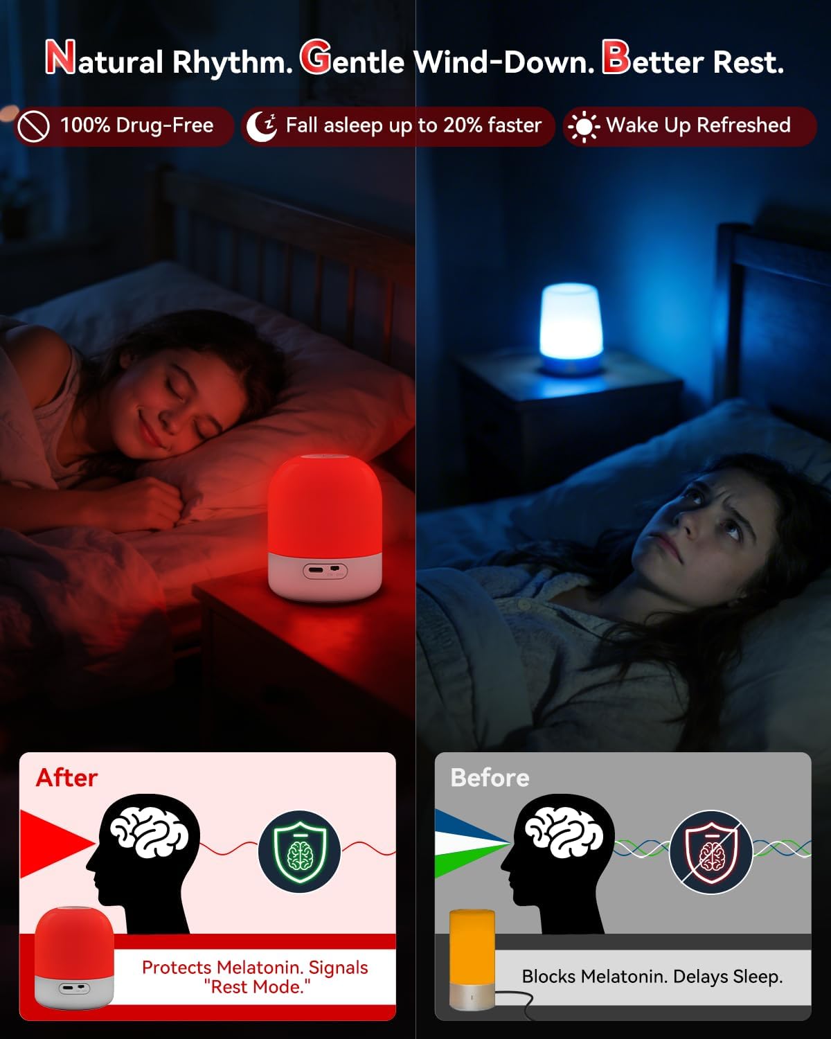 LÁMPARA DE LUZ ROJA BORCCDIT 670NM PARA DORMIR CON CONTROL REMOTO Y TEMPORIZADOR - 3