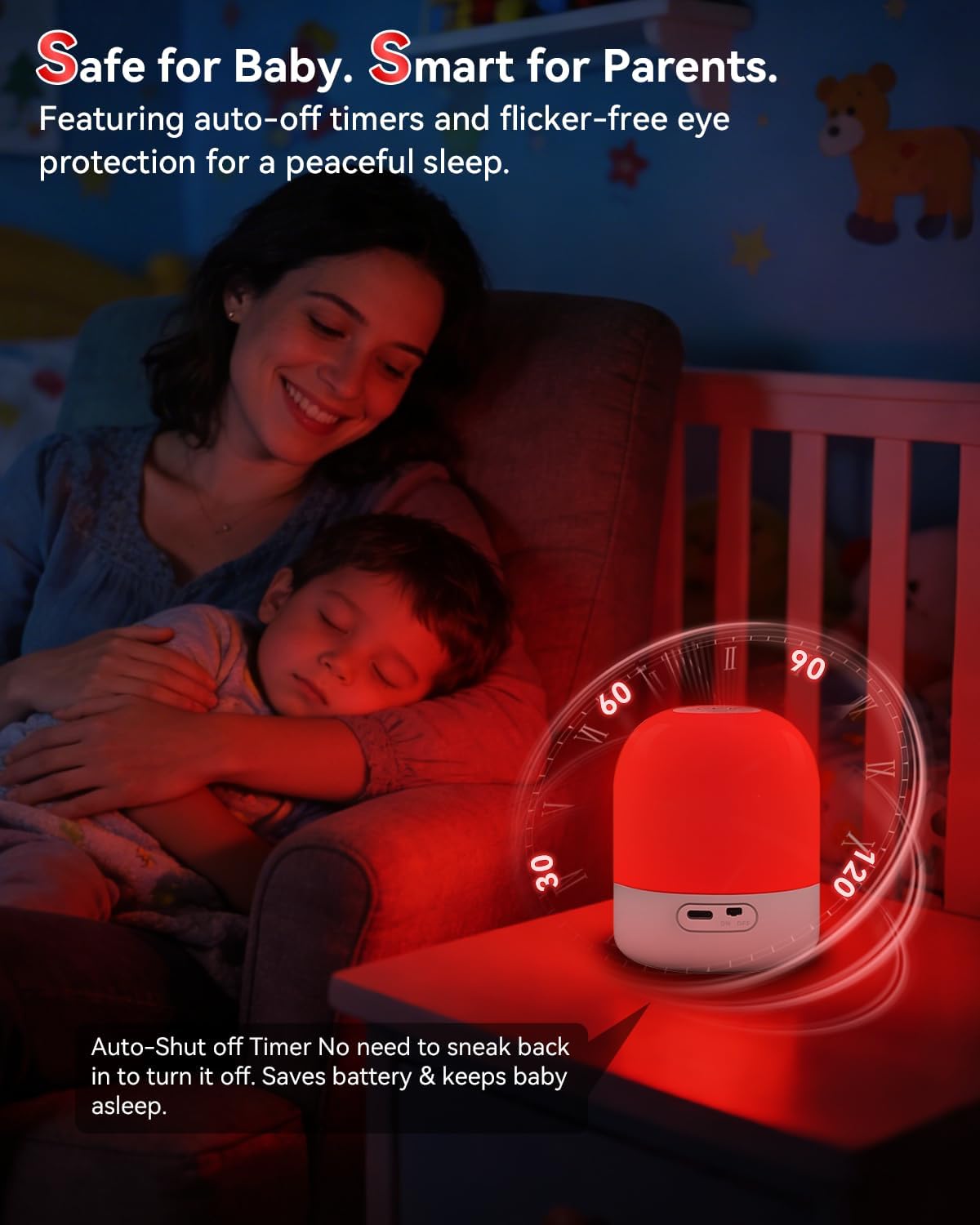 LÁMPARA DE LUZ ROJA BORCCDIT 670NM PARA DORMIR CON CONTROL REMOTO Y TEMPORIZADOR - 5