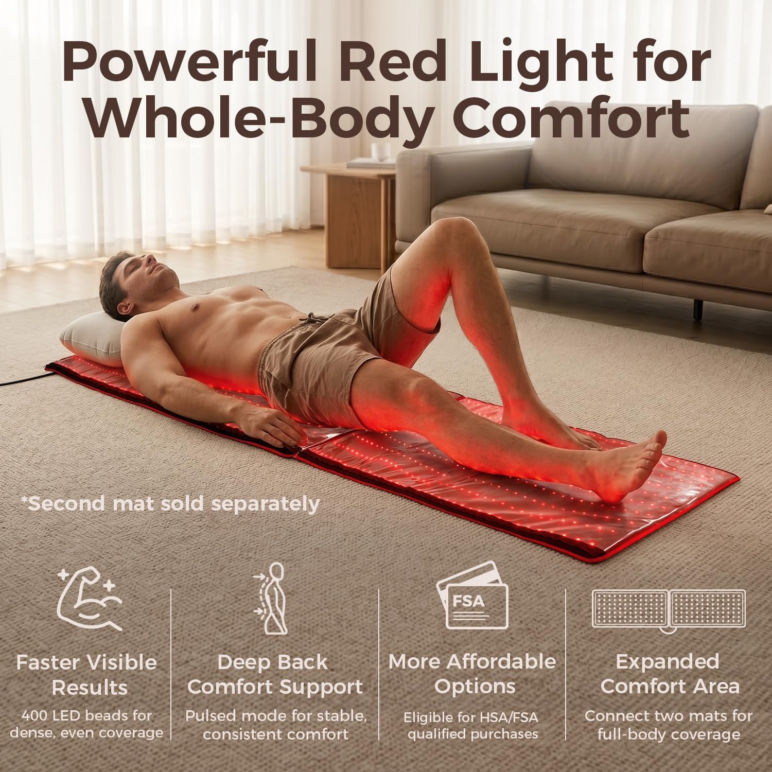 ALMOHADILLA TERAPÉUTICA BESTQOOL RED LIGHT THERAPY MAT 400 LEDS - 2