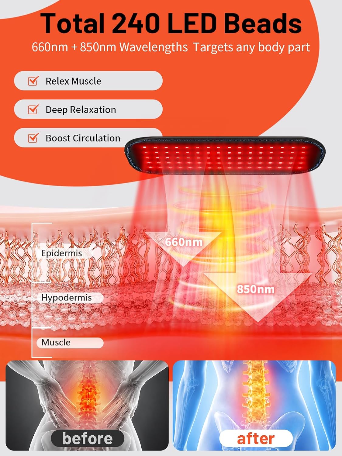 ALMOHADILLA TERAPÉUTICA HALIDODOHEALTH RED LIGHT THERAPY 15X7.1 PULGADAS AZUL - 3