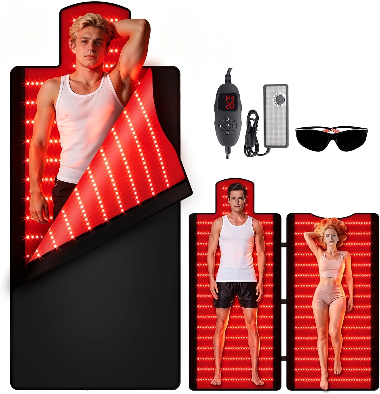 ALMOHADILLA TERAPÉUTICA PERITOUR RED LIGHT THERAPY MAT 74.6X33.3 PULGADAS - 1