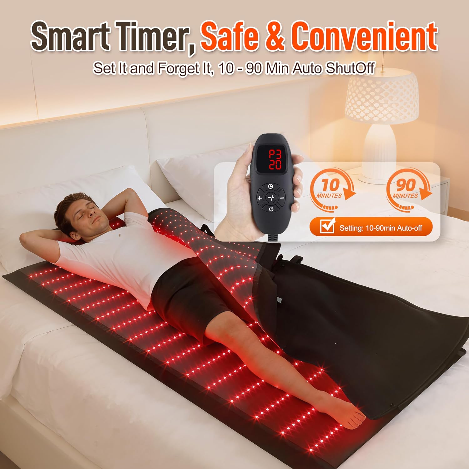 ALMOHADILLA TERAPÉUTICA PERITOUR RED LIGHT THERAPY MAT 74.6X33.3 PULGADAS - 5