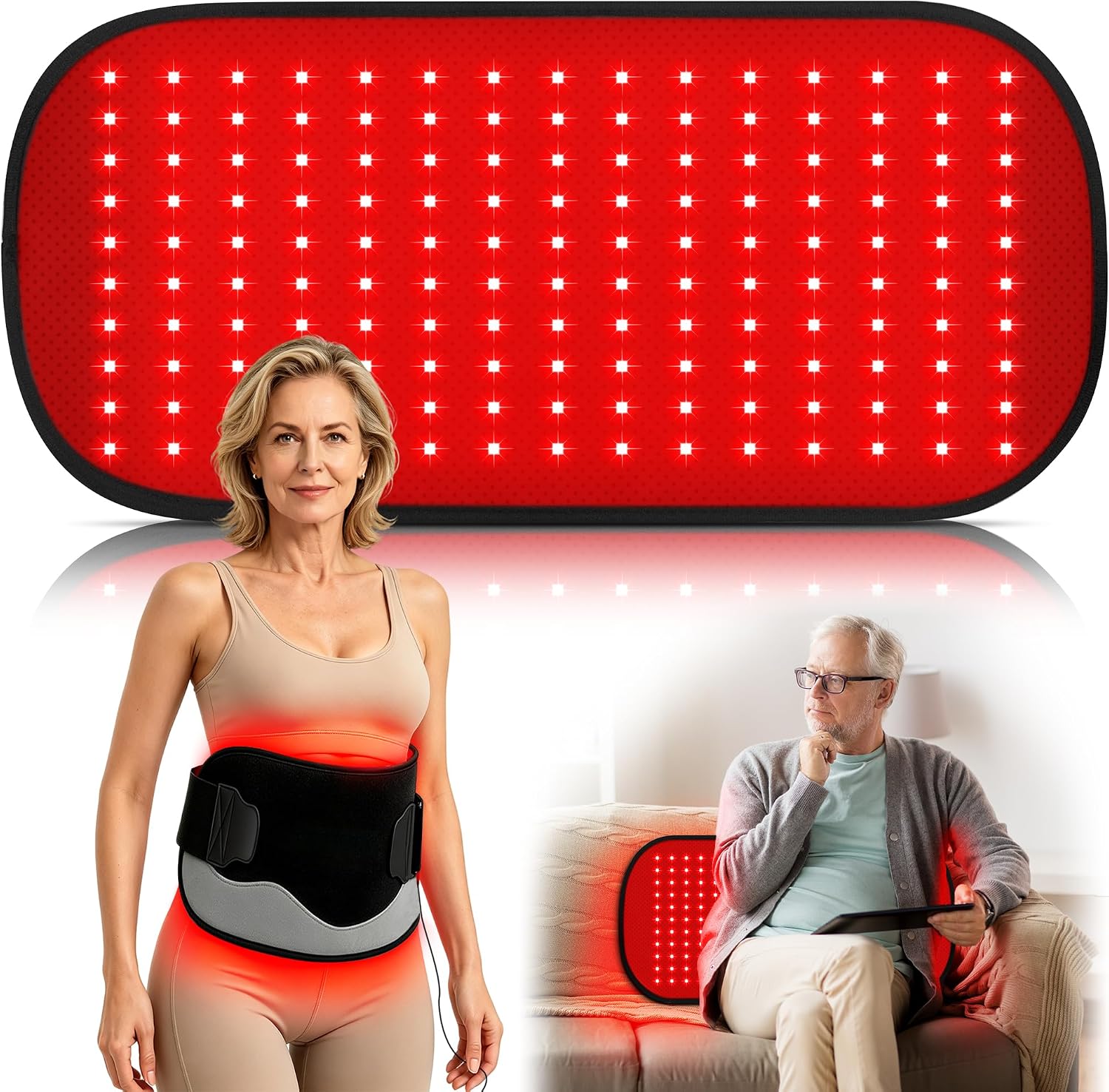 ALMOHADILLA TERAPÉUTICA DEERBABA 24X12 PULGADAS CON TERAPIA DE LUZ ROJA E INFRARROJA - 1
