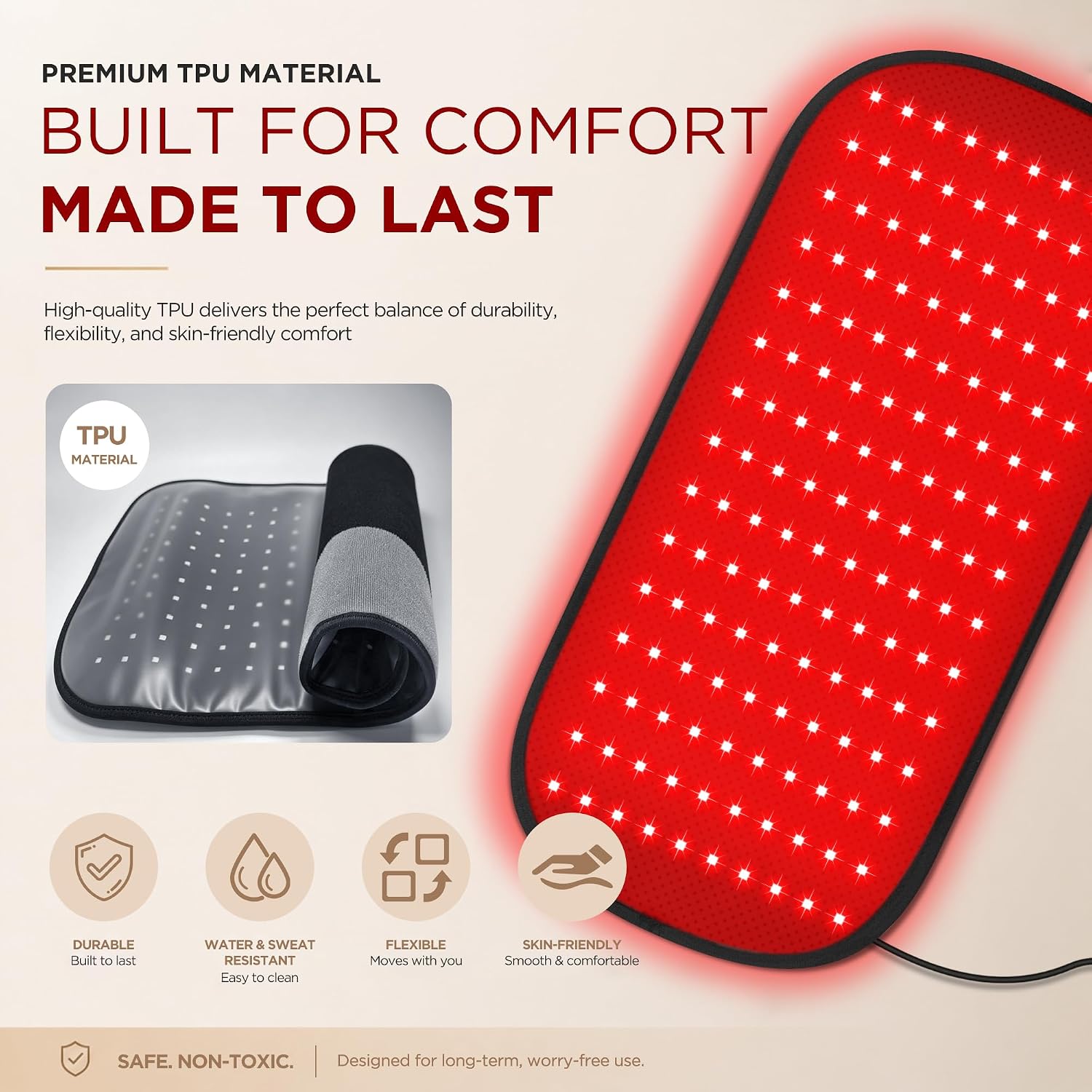 ALMOHADILLA TERAPÉUTICA DEERBABA 24X12 PULGADAS CON TERAPIA DE LUZ ROJA E INFRARROJA - 5