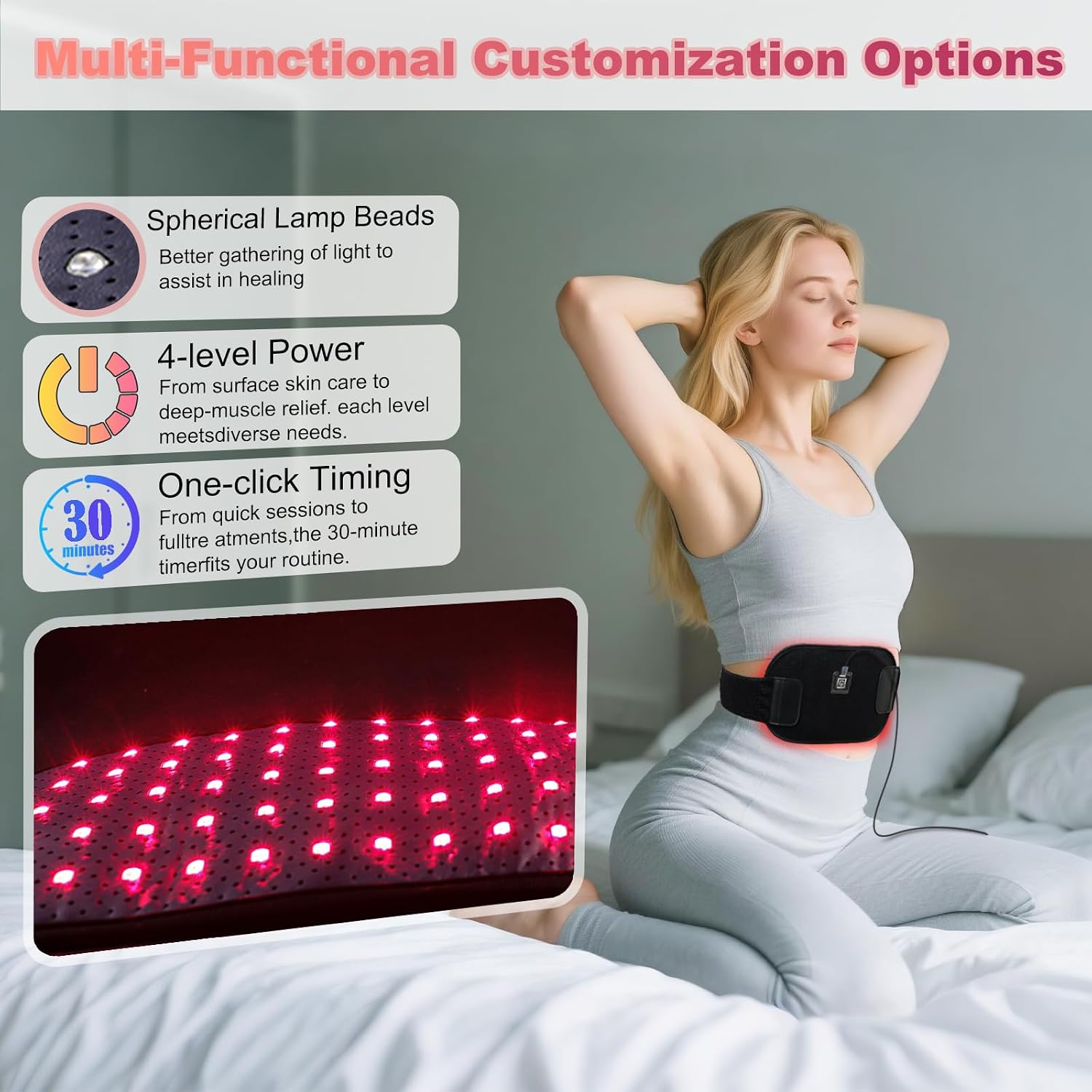 ALMOHADA TERAPÉUTICA DEERBABA RED LIGHT THERAPY PARA CUERPO 31.5X15.5 CM - 2