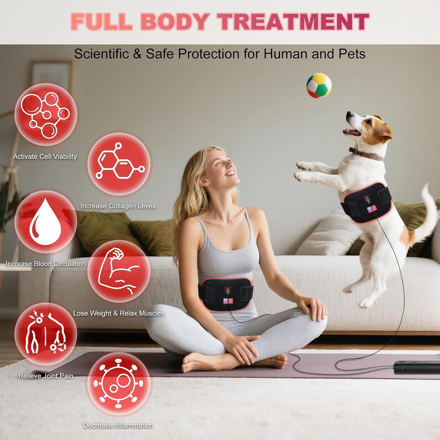 ALMOHADA TERAPÉUTICA DEERBABA RED LIGHT THERAPY PARA CUERPO 31.5X15.5 CM - 4