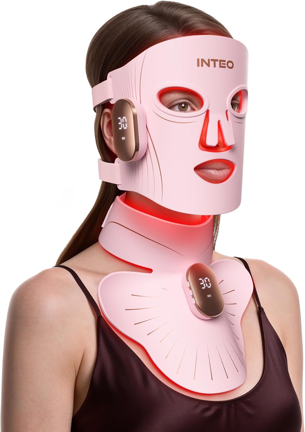 MÁSCARA DE TERAPIA DE LUZ ROJA INTEO PARA ROSTRO Y CUELLO 850NM NIR Y 660NM LED ROJO 4 MODOS - 1