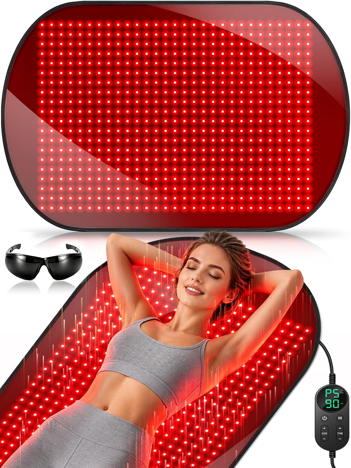 ALMOHADILLA TERAPÉUTICA DEPOWIN 43'' X 26'' CON 580 LEDS PARA TERAPIA DE LUZ ROJA - 1
