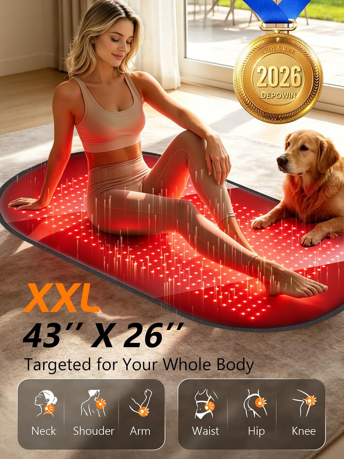 ALMOHADILLA TERAPÉUTICA DEPOWIN 43'' X 26'' CON 580 LEDS PARA TERAPIA DE LUZ ROJA - 2