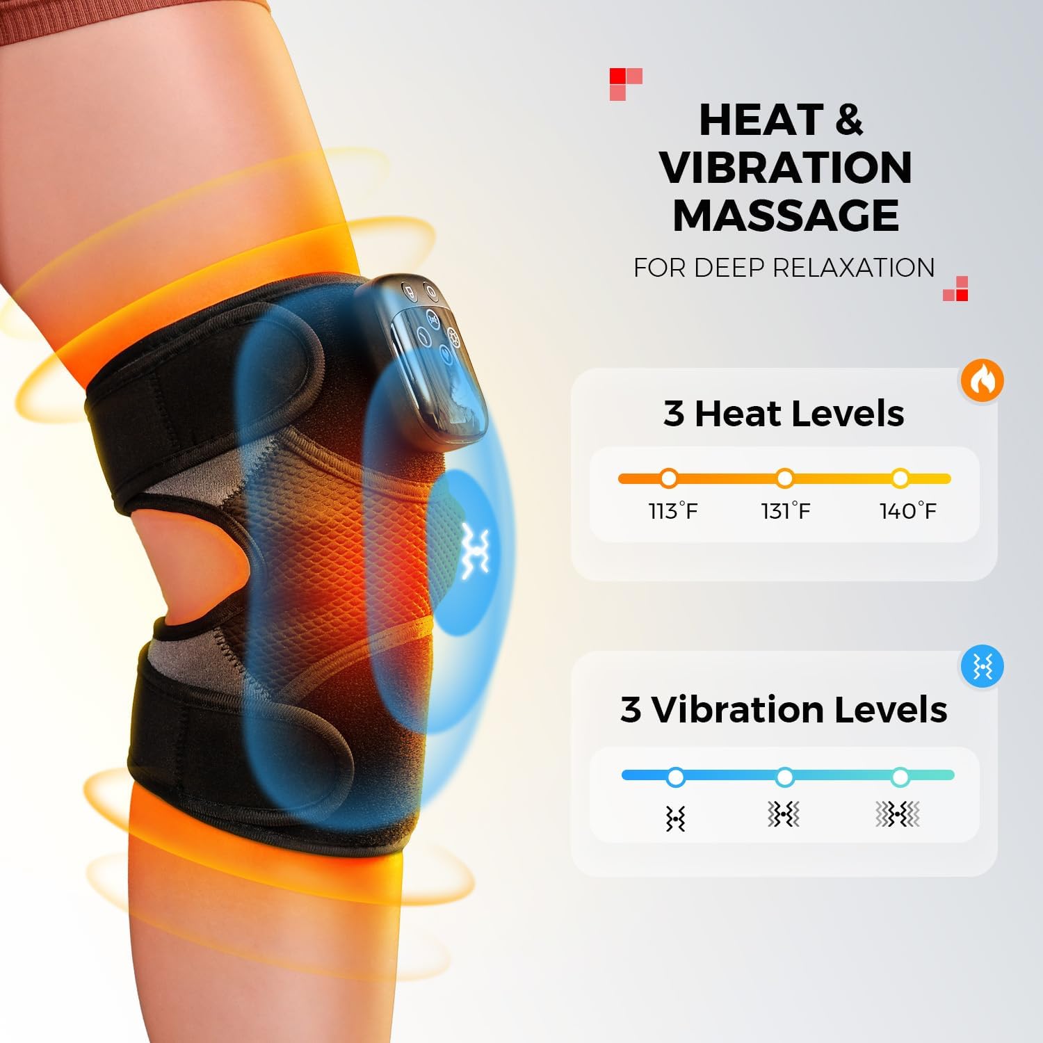 MASAJEADOR DE RODILLA LTW 2 UNIDADES CON CALOR Y TERAPIA DE LUZ ROJA PARA ALIVIO DEL DOLOR - 5