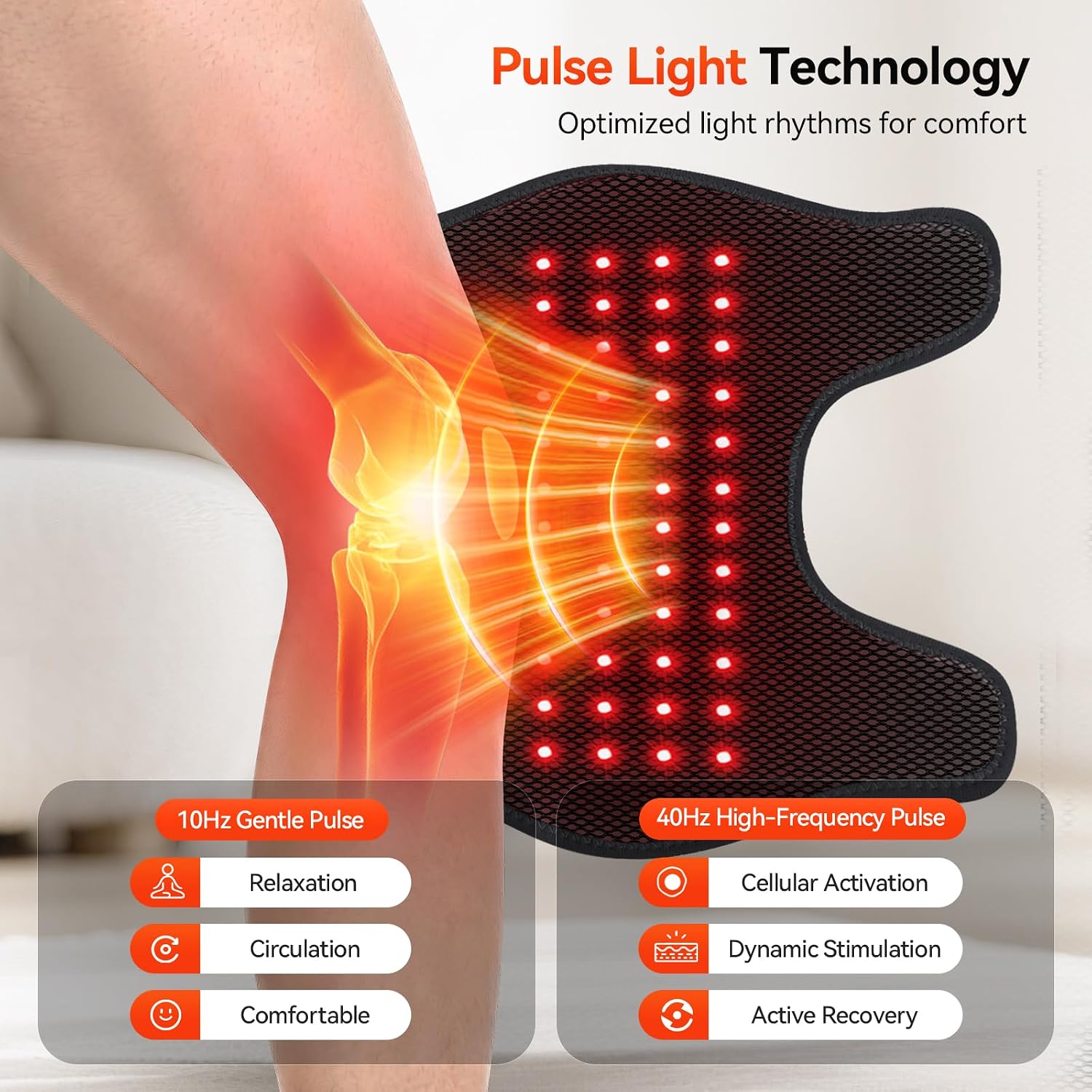 ALMOHADILLA TERAPÉUTICA RICIAL RED LIGHT THERAPY PARA RODILLA Y ARTICULACIONES 5000MAH NEGRA - 4