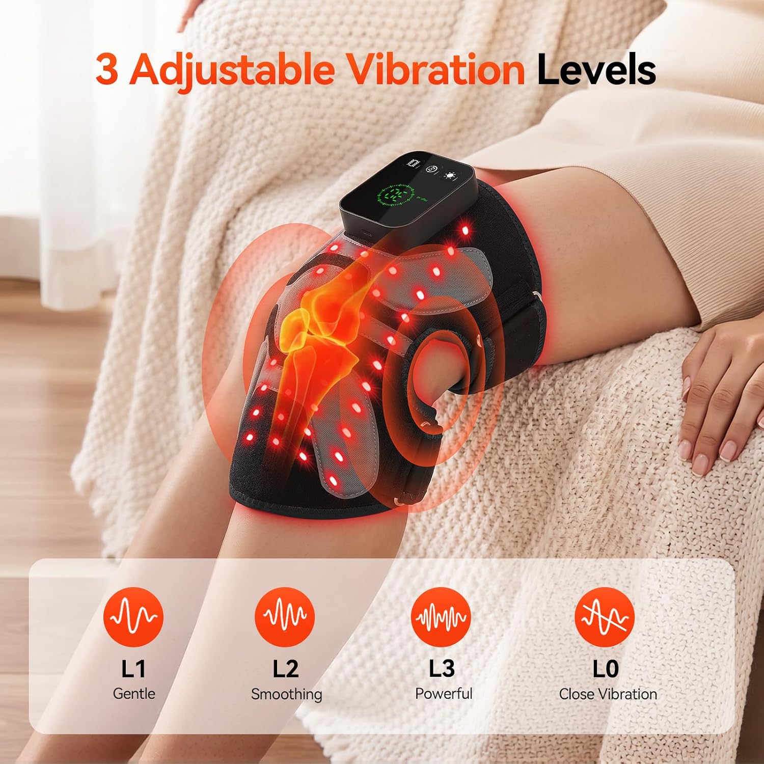 ALMOHADILLA TERAPÉUTICA RICIAL RED LIGHT THERAPY PARA RODILLA Y ARTICULACIONES 5000MAH NEGRA - 5
