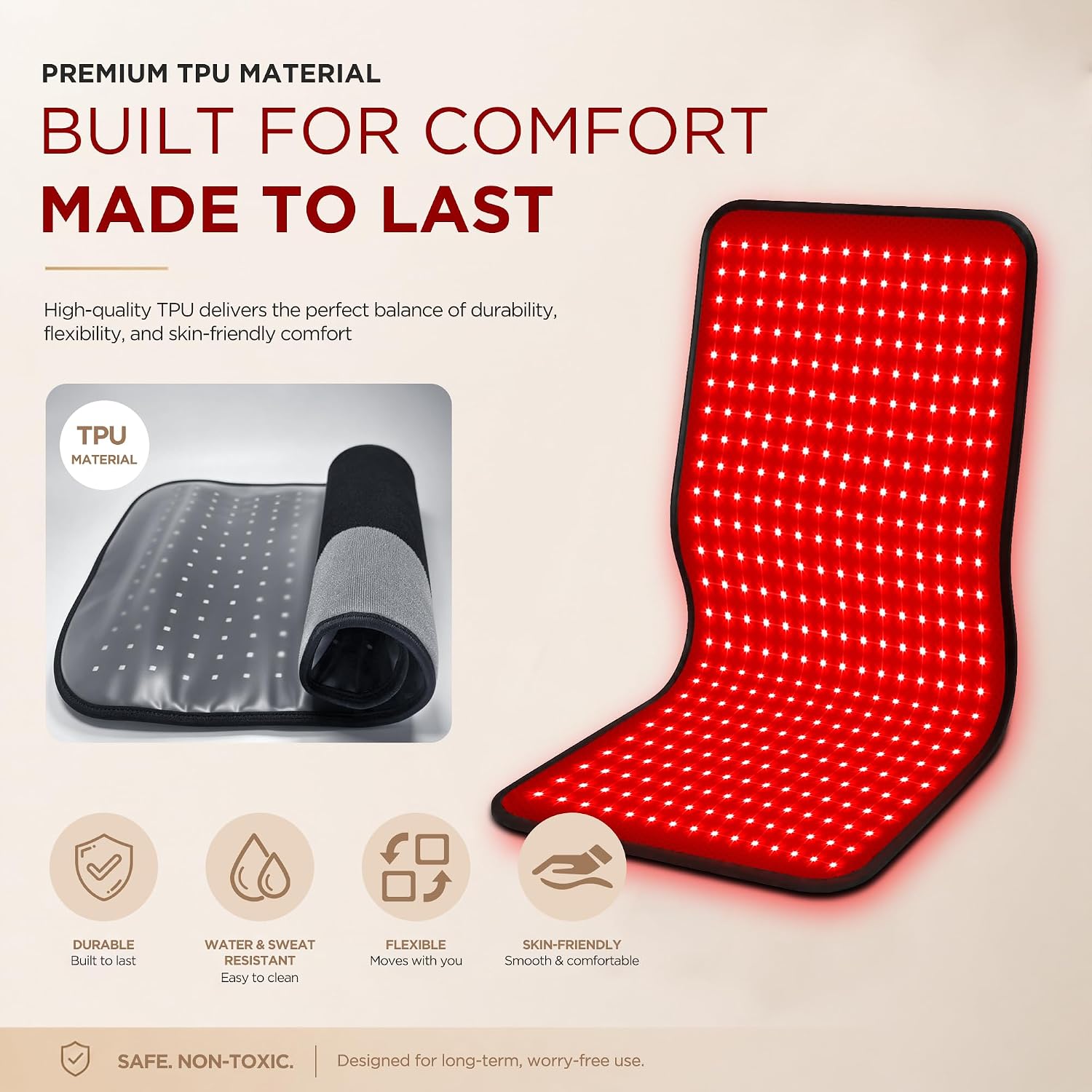 ALMOHADILLA TERAPÉUTICA DEERBABA PARA TERAPIA DE LUZ ROJA 34.5 X 16.3 PULGADAS - 5