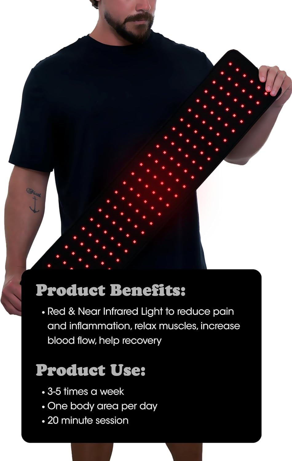 ALMOHADILLA TERAPÉUTICA FRINGE RED LIGHT THERAPY LONG WRAP INALÁMBRICA 660NM Y 850NM - 2
