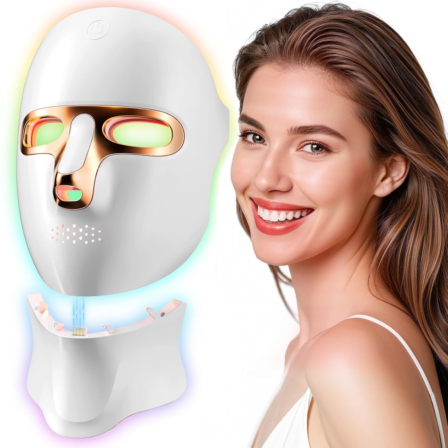 ALMOHADA TERAPÉUTICA TINKOOLA MÁSCARA FACIAL LED DE TERAPIA DE LUZ ROJA INFRARROJA DORADA - 1
