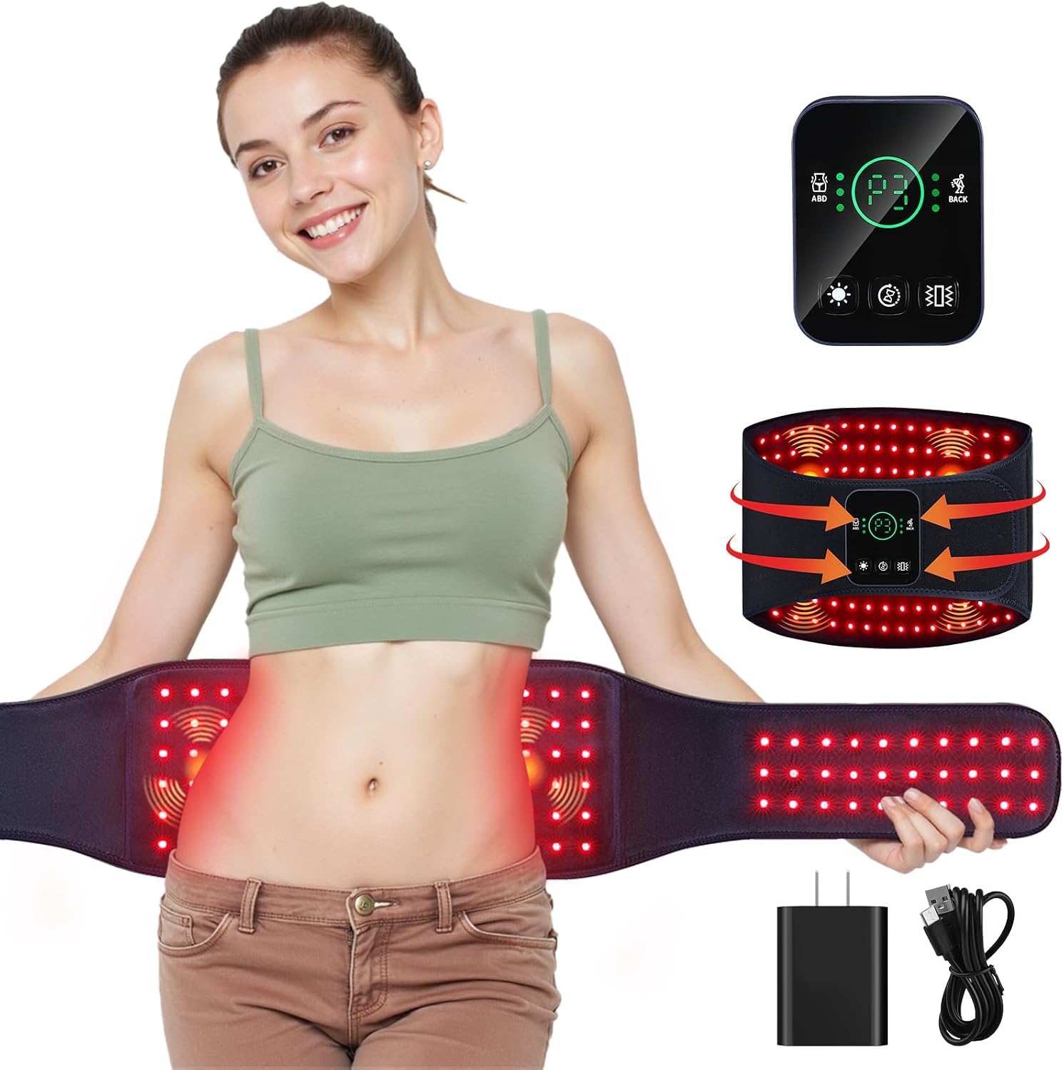 ALMOHADILLA TERAPÉUTICA EVATEALE CINTURÓN DE LUZ ROJA Y VIBRACIÓN PARA ESPALDA Y ABDOMEN - 1