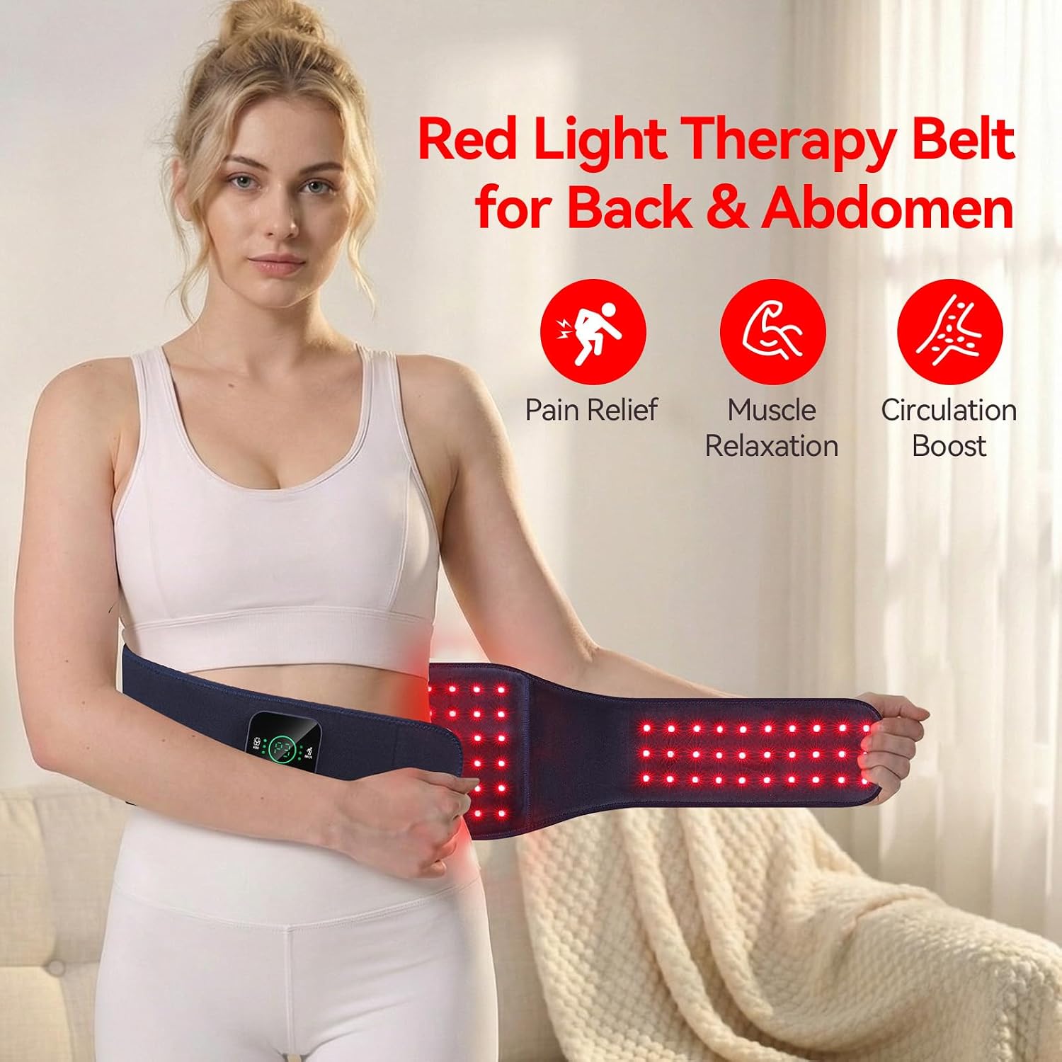 ALMOHADILLA TERAPÉUTICA EVATEALE CINTURÓN DE LUZ ROJA Y VIBRACIÓN PARA ESPALDA Y ABDOMEN - 2