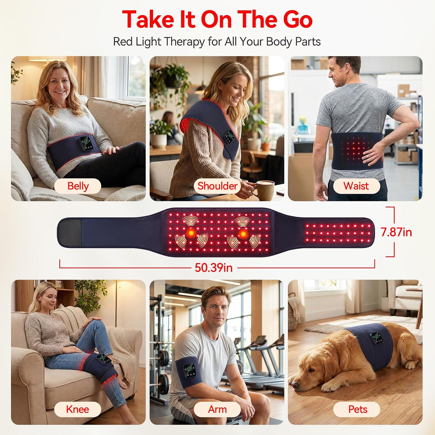 ALMOHADILLA TERAPÉUTICA EVATEALE CINTURÓN DE LUZ ROJA Y VIBRACIÓN PARA ESPALDA Y ABDOMEN - 4