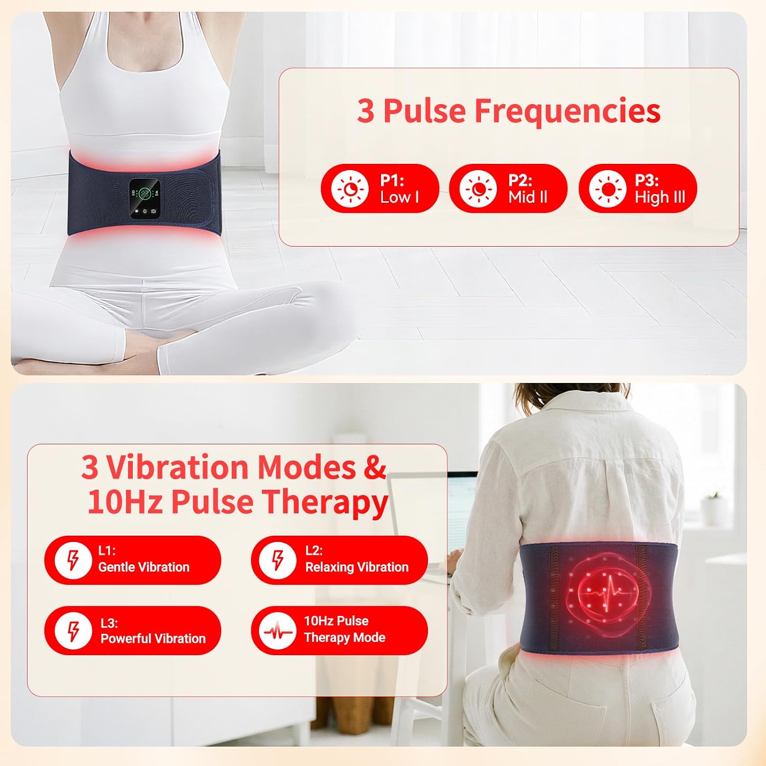 ALMOHADILLA TERAPÉUTICA EVATEALE CINTURÓN DE LUZ ROJA Y VIBRACIÓN PARA ESPALDA Y ABDOMEN - 5