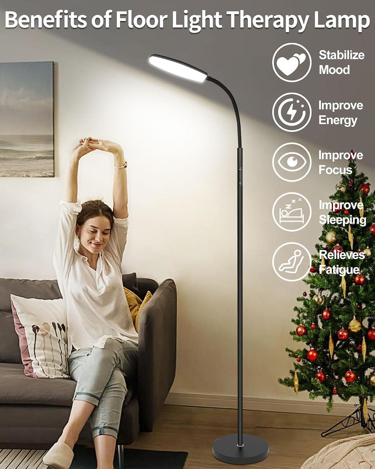 LÁMPARA DE TERAPIA DE LUZ LANSUPER 10000 LUX SIN UV PARA PISO - 2