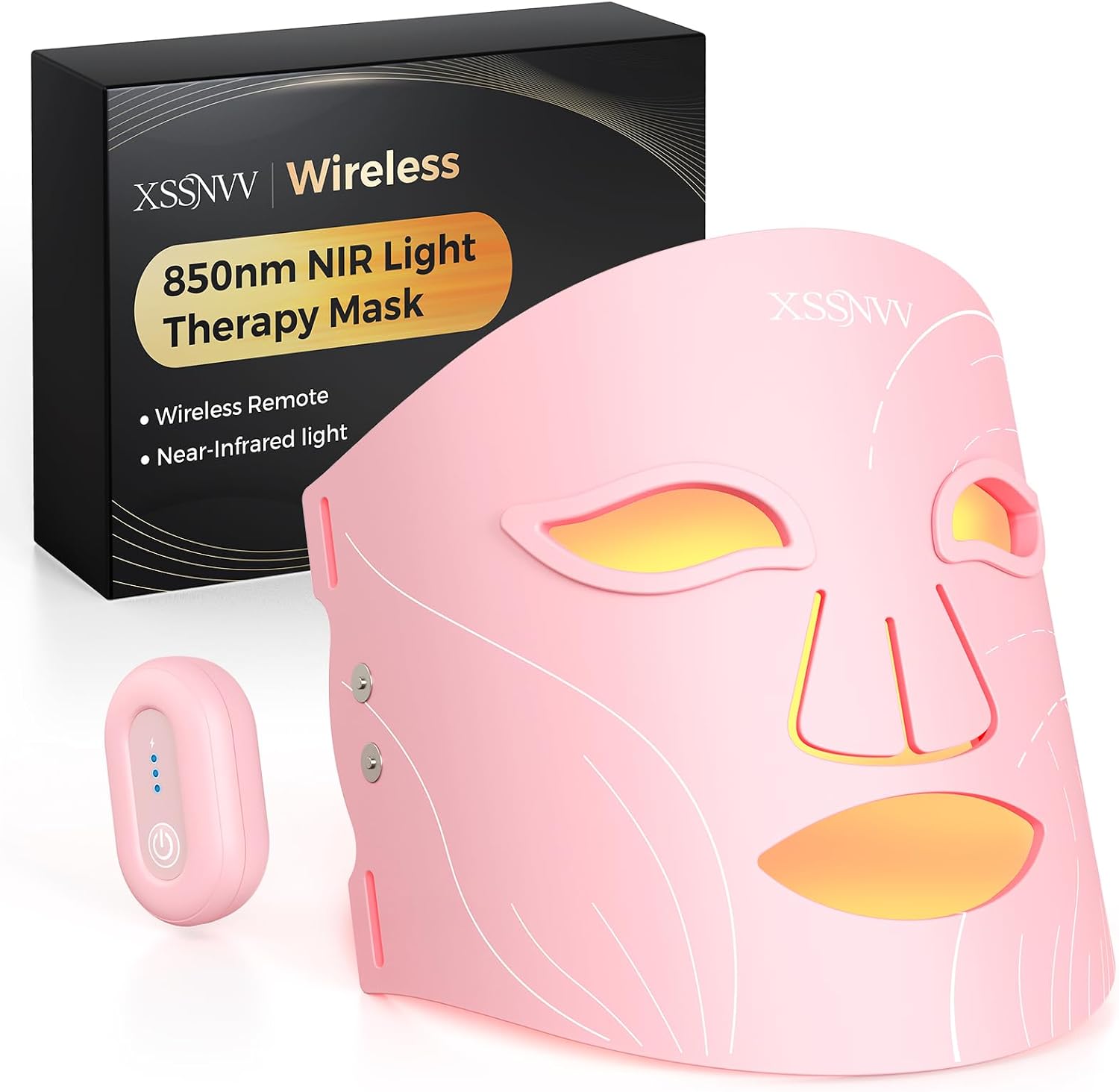 ALMOHADA TERAPÉUTICA XSSNVV MÁSCARA LED DE LUZ ROJA INALÁMBRICA 272 LEDS ROSA - 1
