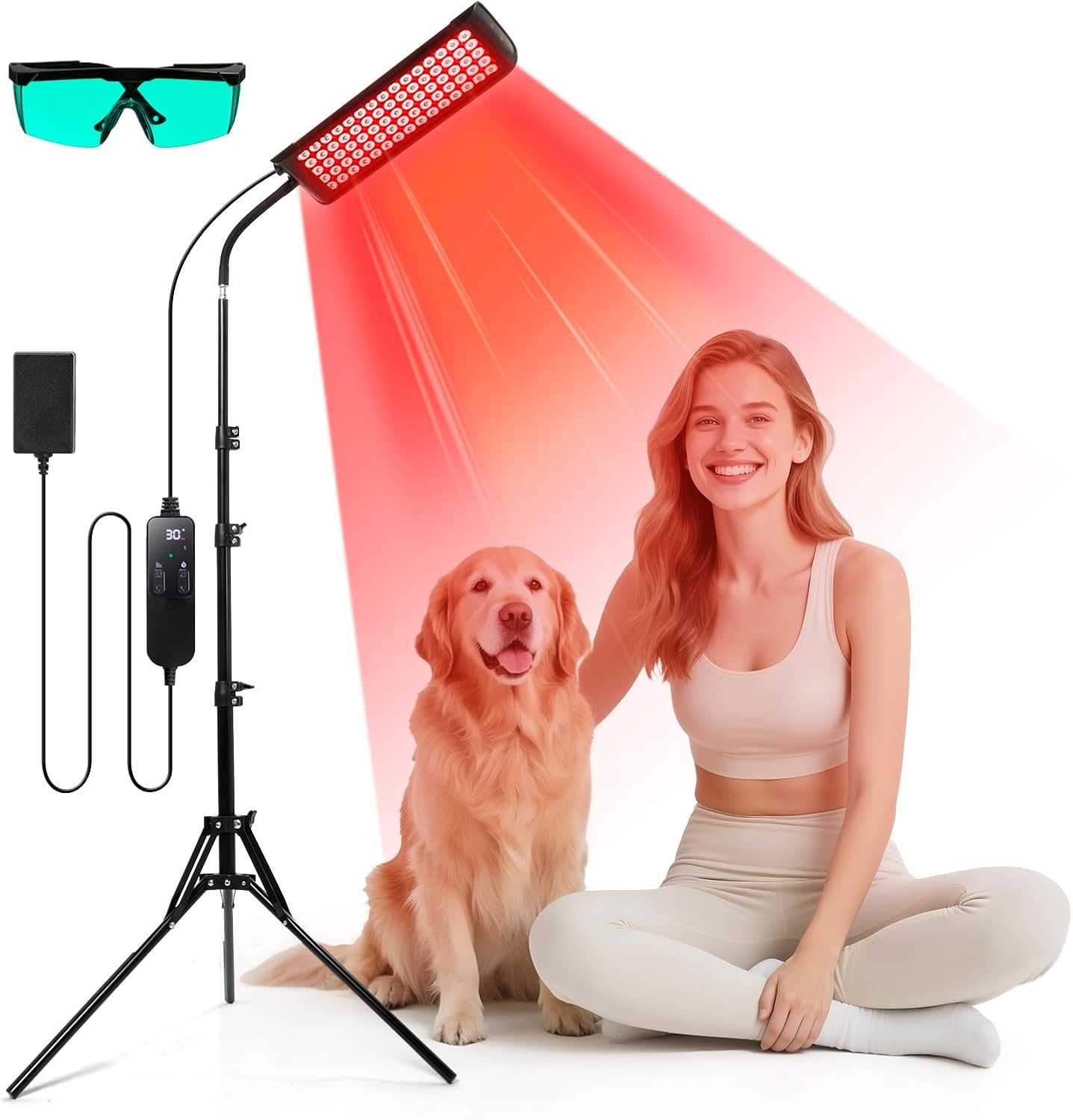 LÁMPARA DE TERAPIA DE LUZ ROJA GMOWNW PARA ROSTRO Y CUERPO CON SOPORTE AJUSTABLE - 1
