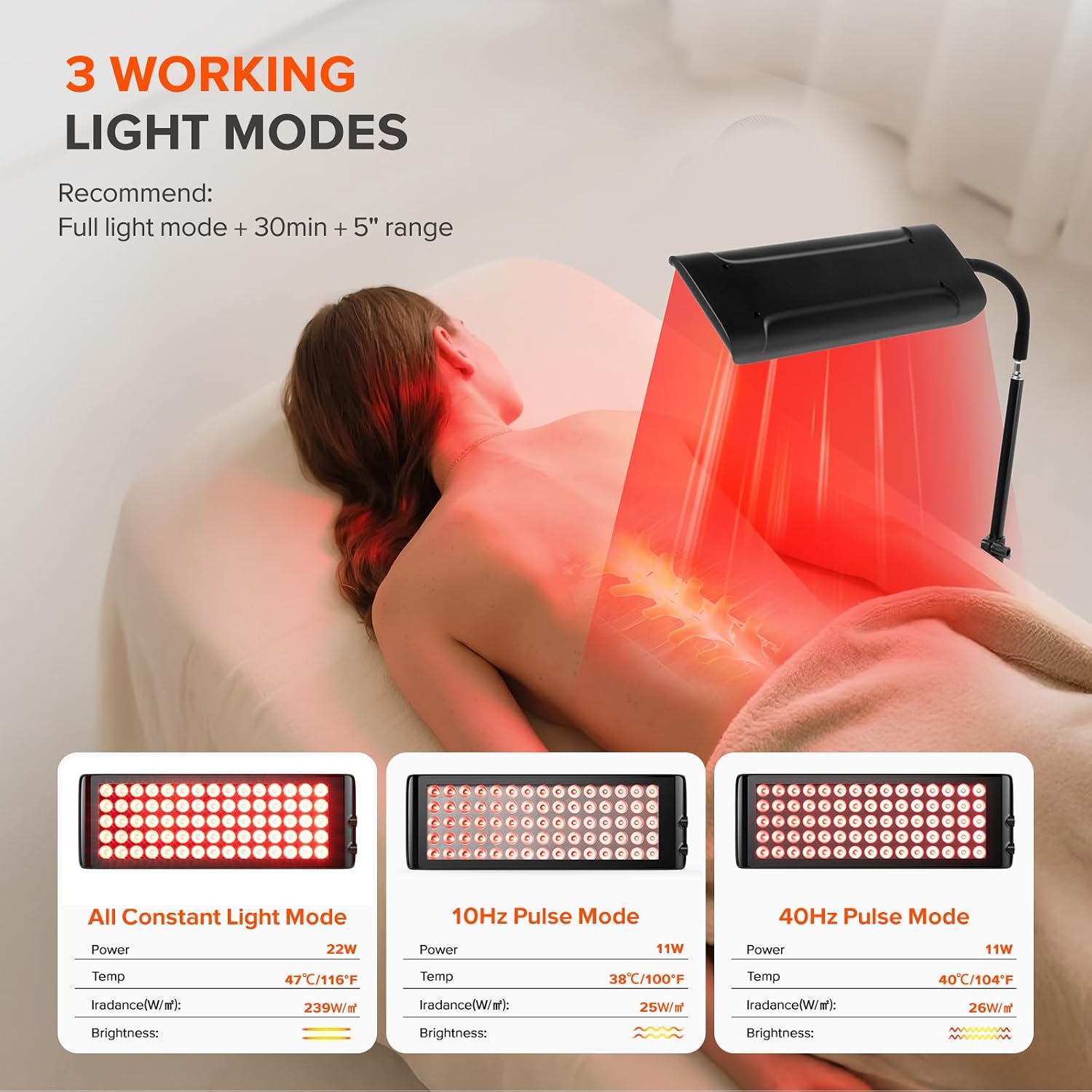 LÁMPARA DE TERAPIA DE LUZ ROJA GMOWNW PARA ROSTRO Y CUERPO CON SOPORTE AJUSTABLE - 5