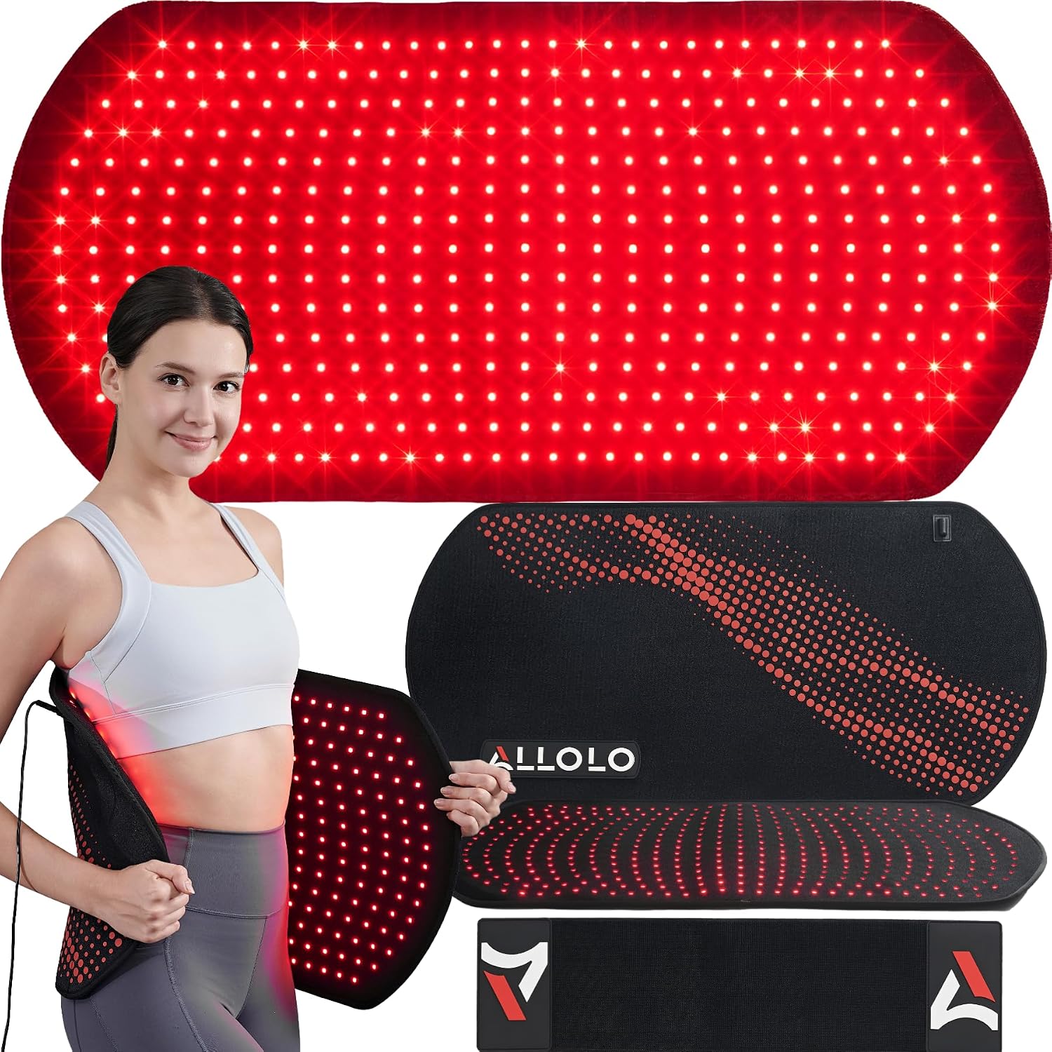 ALMOHADILLA TERAPÉUTICA ALLOLO RED LIGHT THERAPY BELT 32.7X15.7 PULGADAS - 1