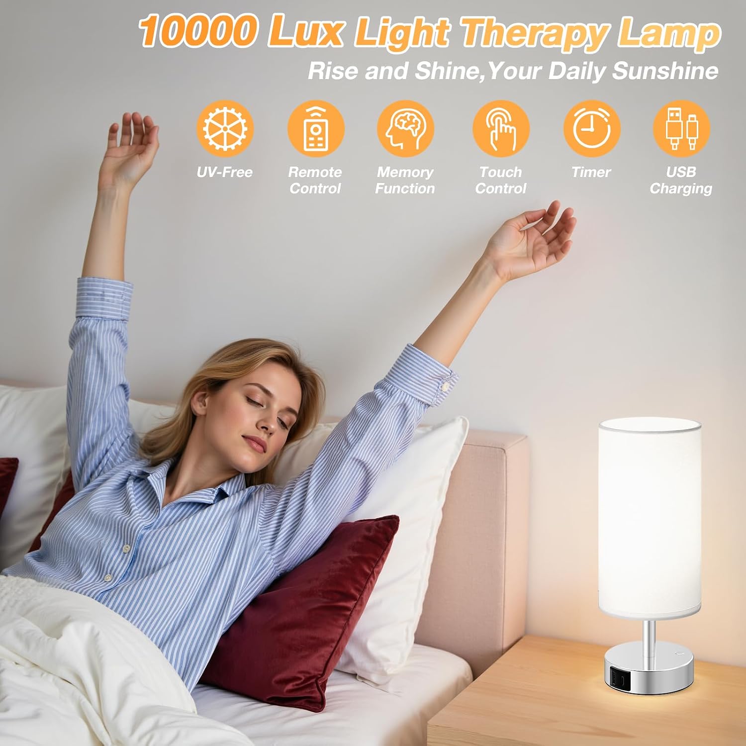 LÁMPARA DE TERAPIA DE LUZ DICOOOL 10000 LUX BLANCA CON CONTROL REMOTO Y AJUSTE DE TEMPERATURA DE COLOR - 2