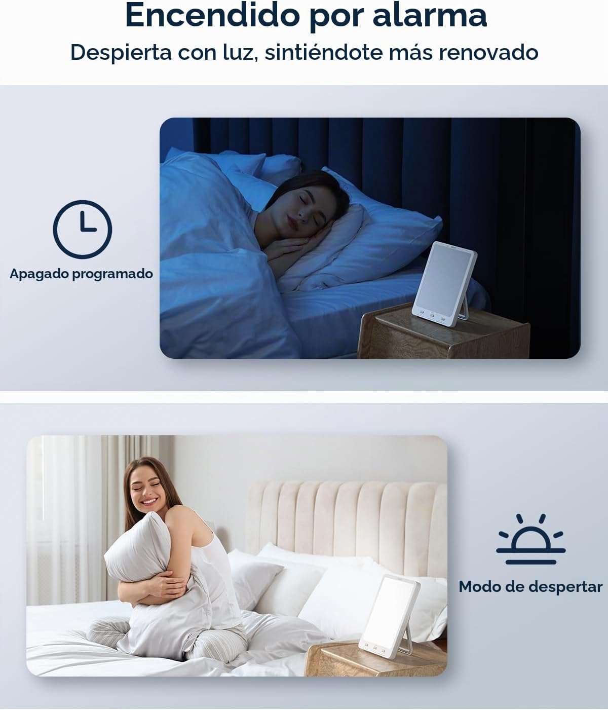LÁMPARA DE TERAPIA DE LUZ SUXIO RECARGABLE 10000 LUX CON FUNCIÓN DESPERTADOR - 4