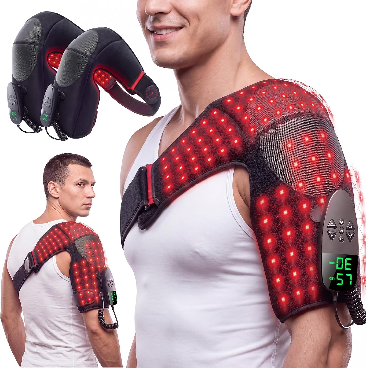 ALMOHADA TERAPÉUTICA LTW 2 PACK CON MASAJEADOR DE HOMBROS, CALOR Y TERAPIA DE LUZ ROJA - 1
