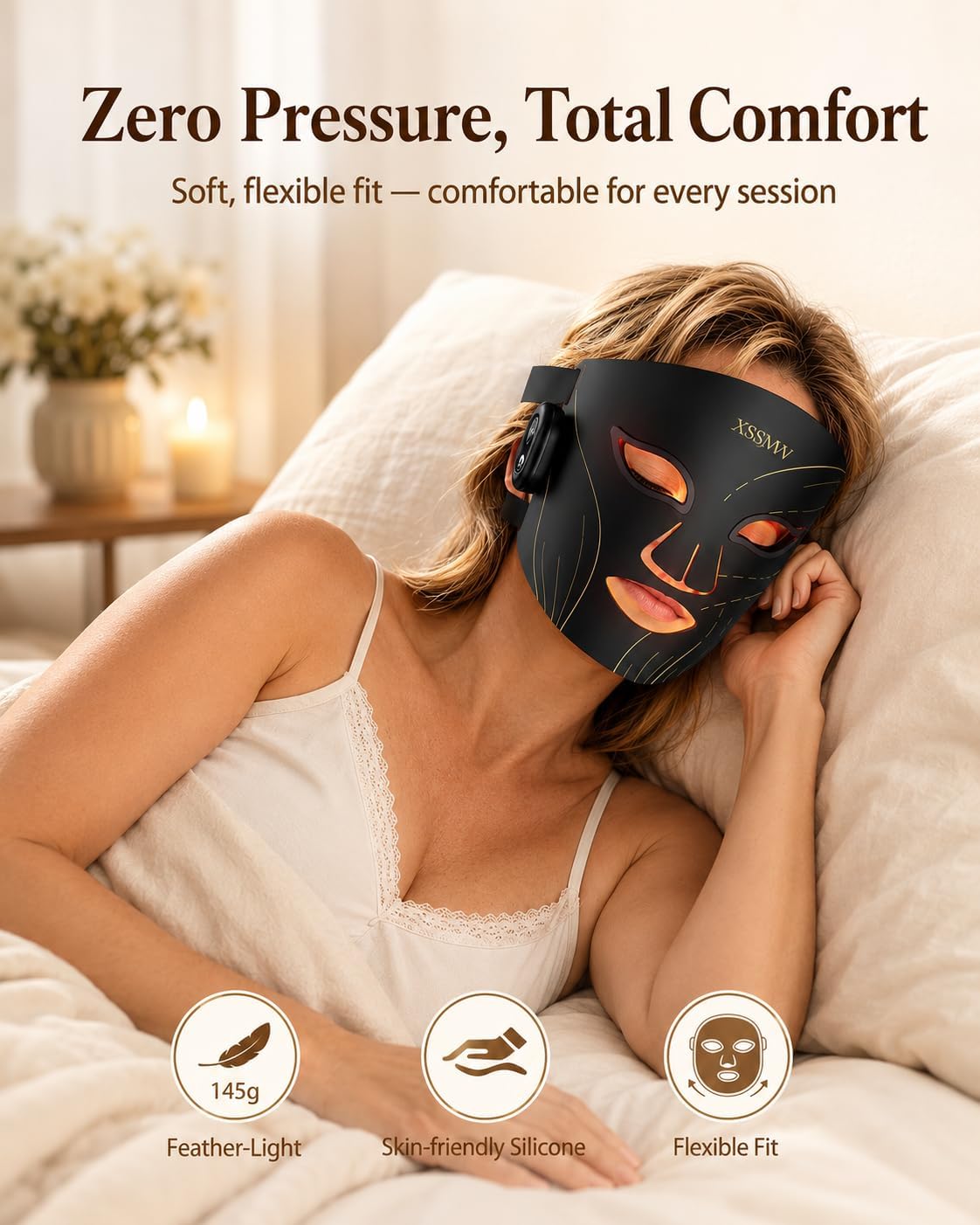 ALMOHADA TERAPÉUTICA XSSNVV MÁSCARA DE TERAPIA DE LUZ ROJA INALÁMBRICA 4 MODOS - 5