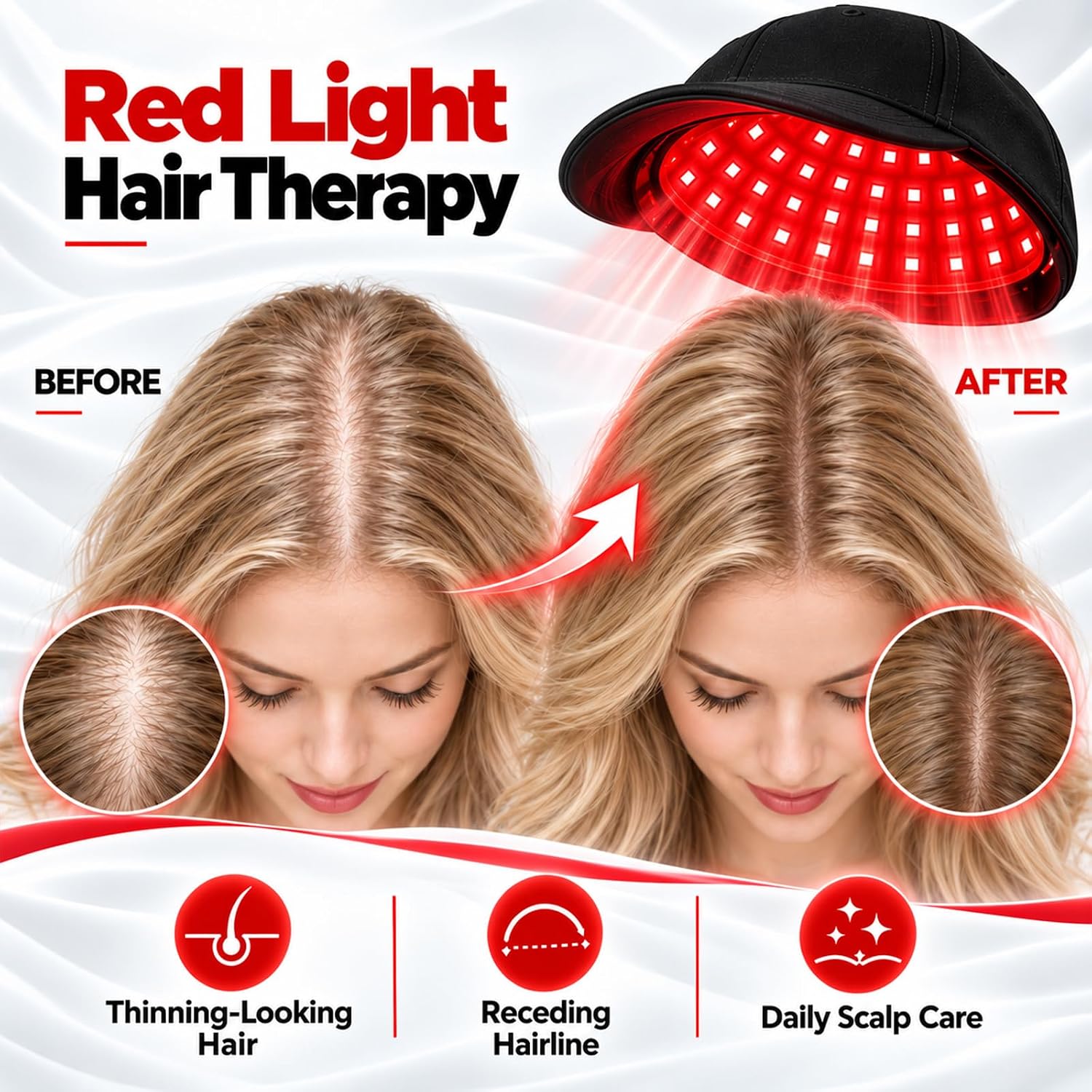 ALMOHADA TERAPÉUTICA UVSICSVE LASER HAIR GROWTH CAP 650NM LUZ ROJA NEGRA - 3
