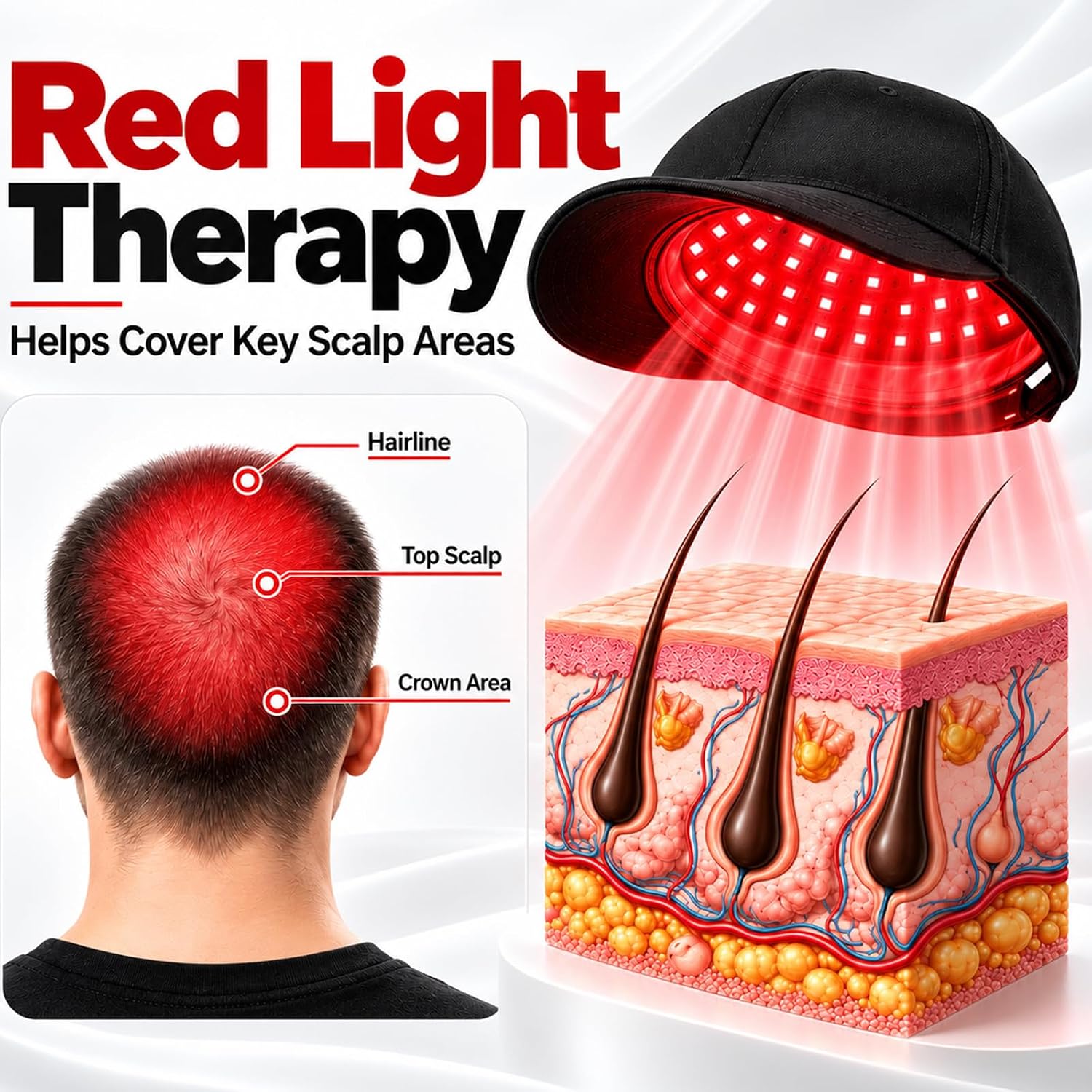 ALMOHADA TERAPÉUTICA UVSICSVE LASER HAIR GROWTH CAP 650NM LUZ ROJA NEGRA - 4