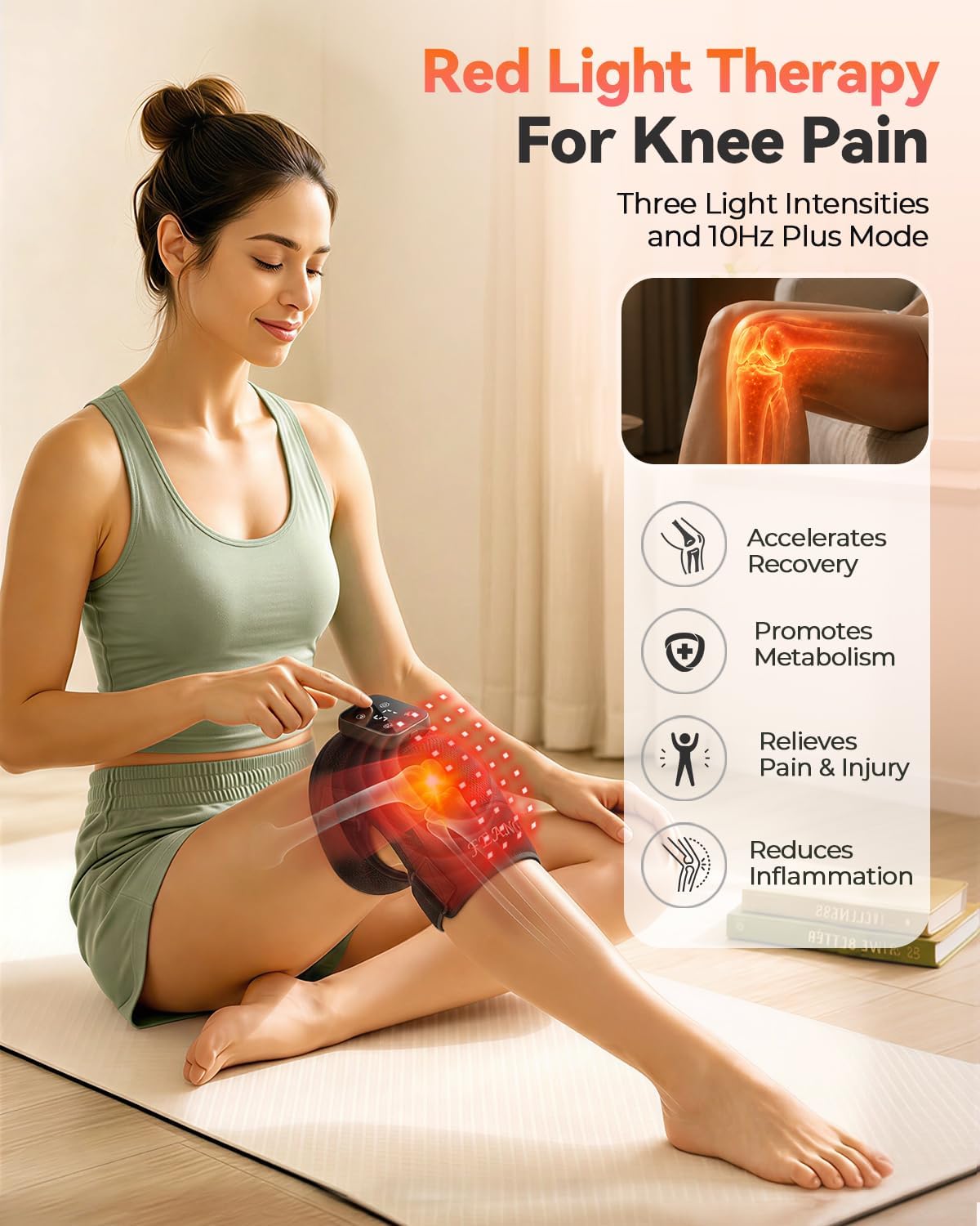 ALMOHADILLA TERAPÉUTICA PARA RODILLA FEANGLI CON TERAPIA DE LUZ ROJA Y MASAJE - 2