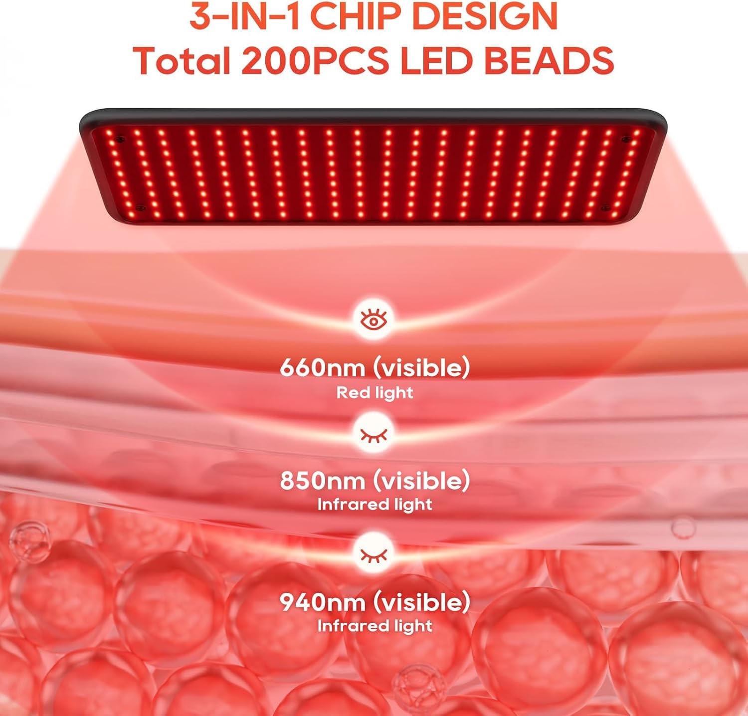 DISPOSITIVO DE TERAPIA DE LUZ ROJA BEICHEN 660NM 850NM 940NM PARA CUERPO Y ROSTRO - 2
