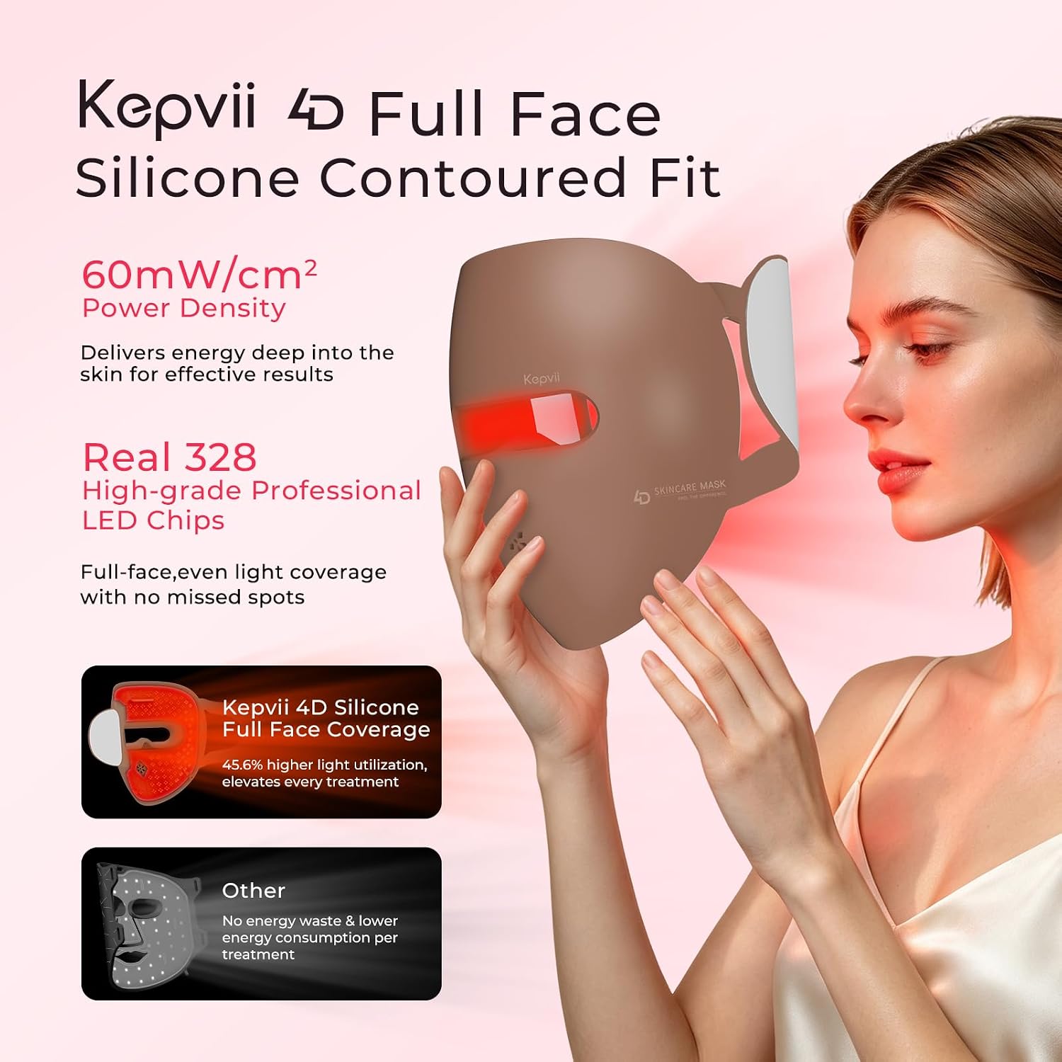 ALMOHADA TERAPÉUTICA KEPVII 4D CON TERAPIA DE LUZ ROJA Y 328 LEDS RECARGABLE - 3
