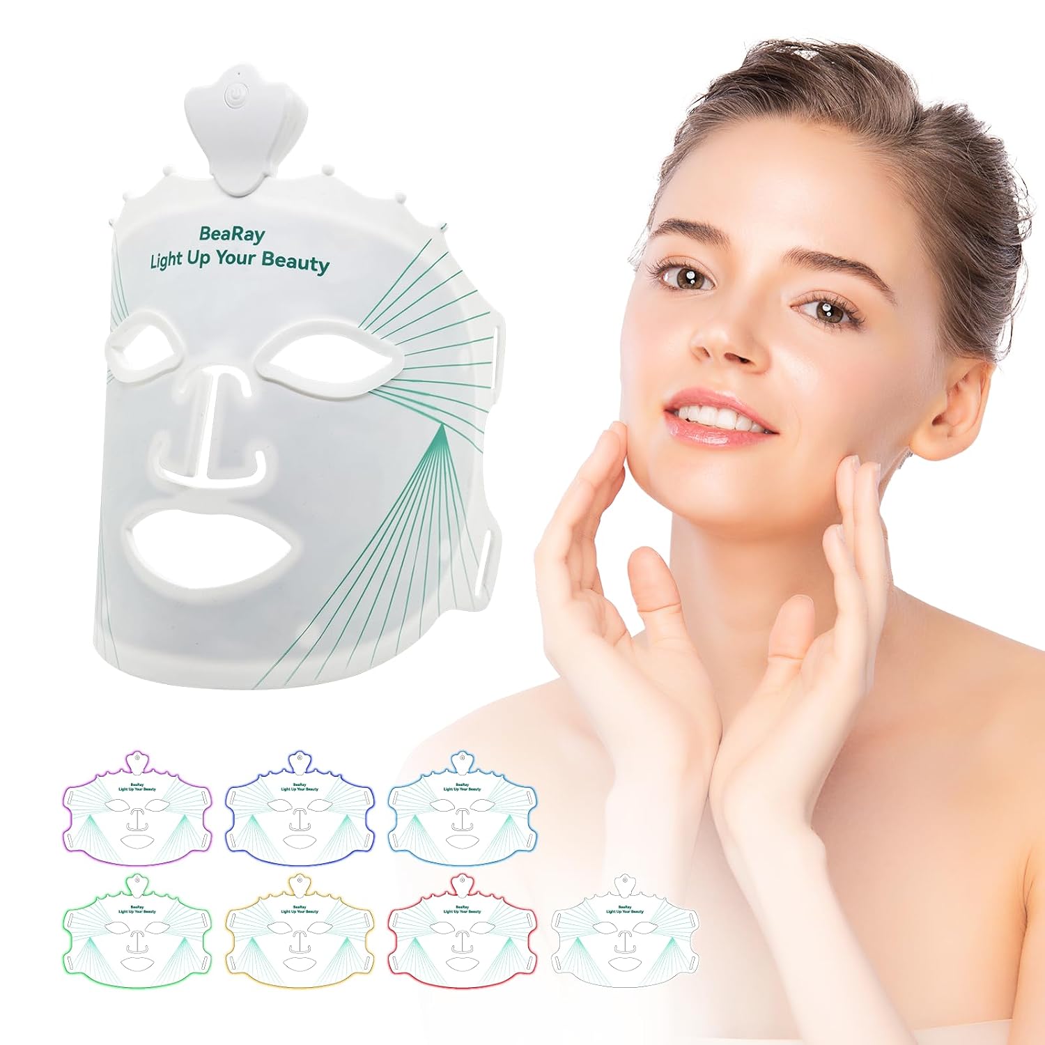 ALMOHADA TERAPÉUTICA BEARAY RED LIGHT THERAPY MASK PARA ROSTRO COLOR VERDE - 1