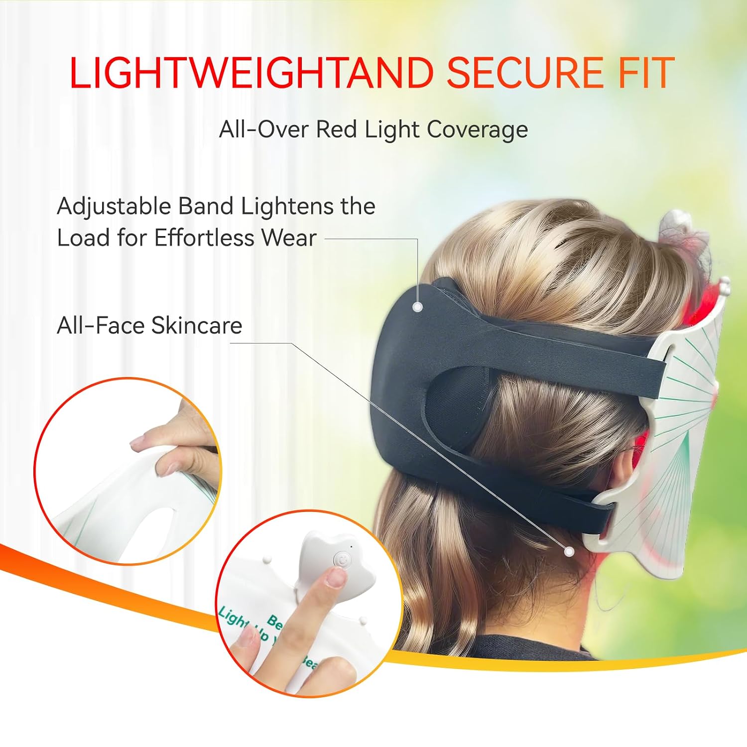 ALMOHADA TERAPÉUTICA BEARAY RED LIGHT THERAPY MASK PARA ROSTRO COLOR VERDE - 5