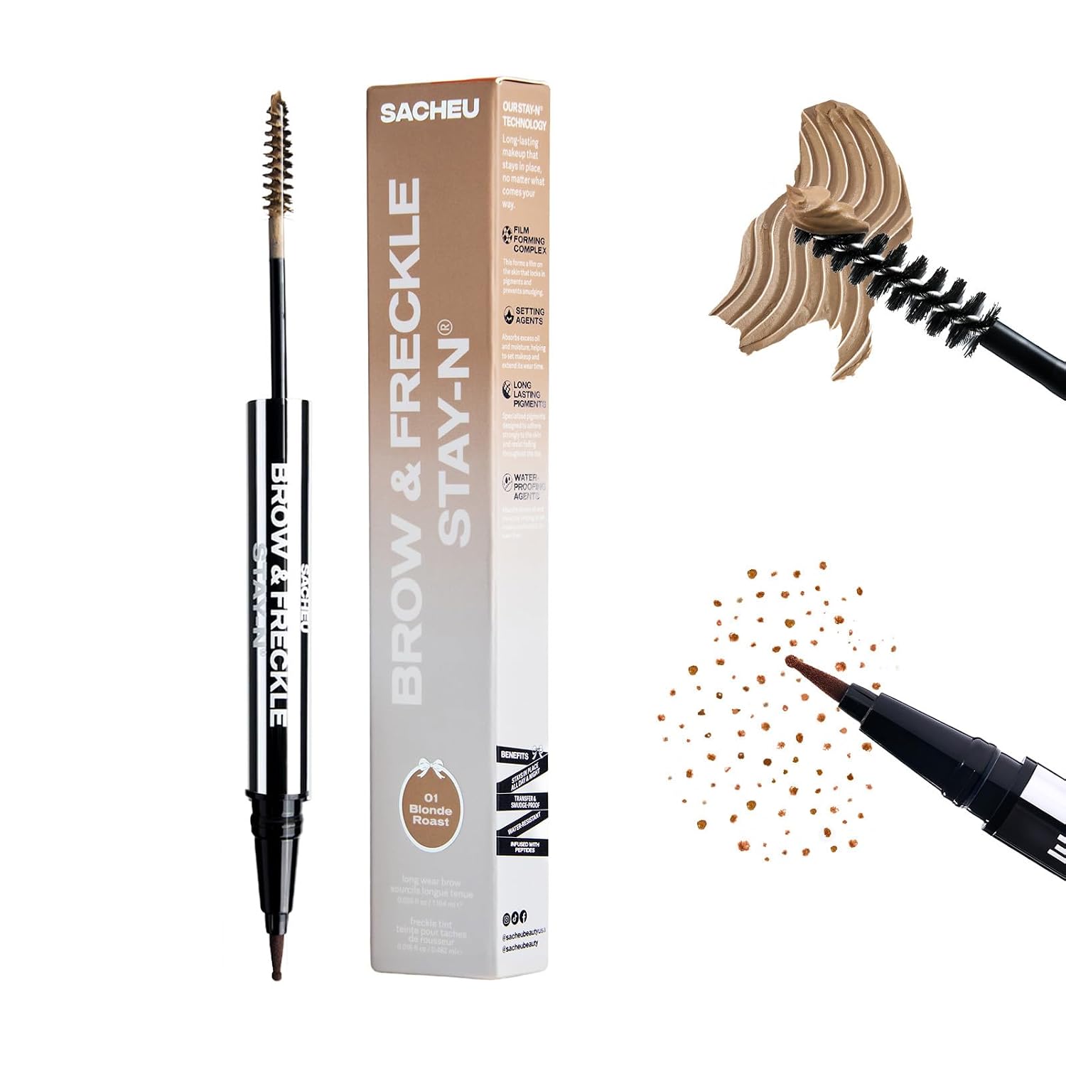GEL PARA CEJAS Y LÁPIZ DE PECAS SACHEU BROW Y FRECKLE STAY-N BLONDE ROAST - 1