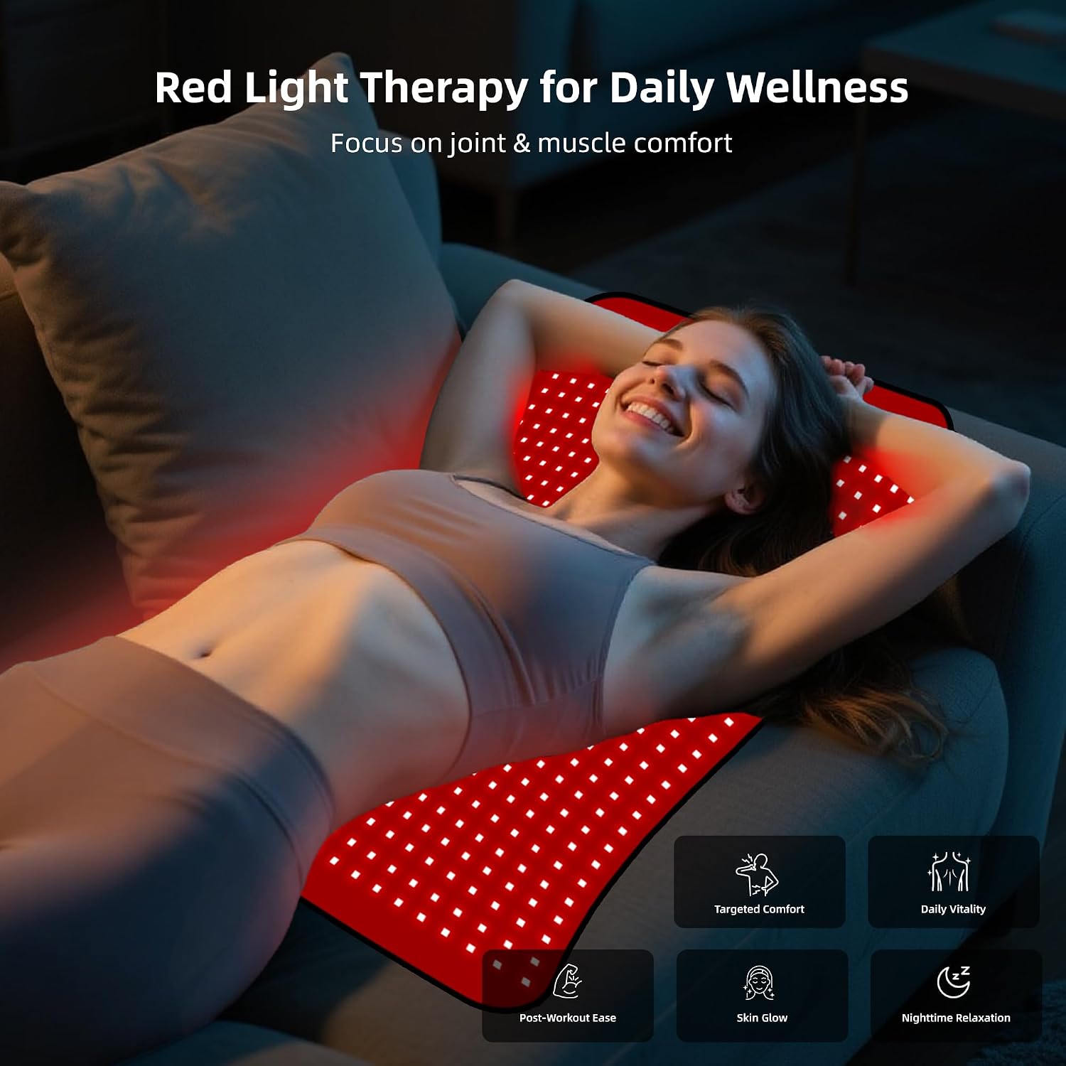 ALMOHADILLA TERAPÉUTICA MORESPOND RED LIGHT THERAPY MAT 27X20 PULGADAS 600 LEDS 660NM Y 850NM - 2