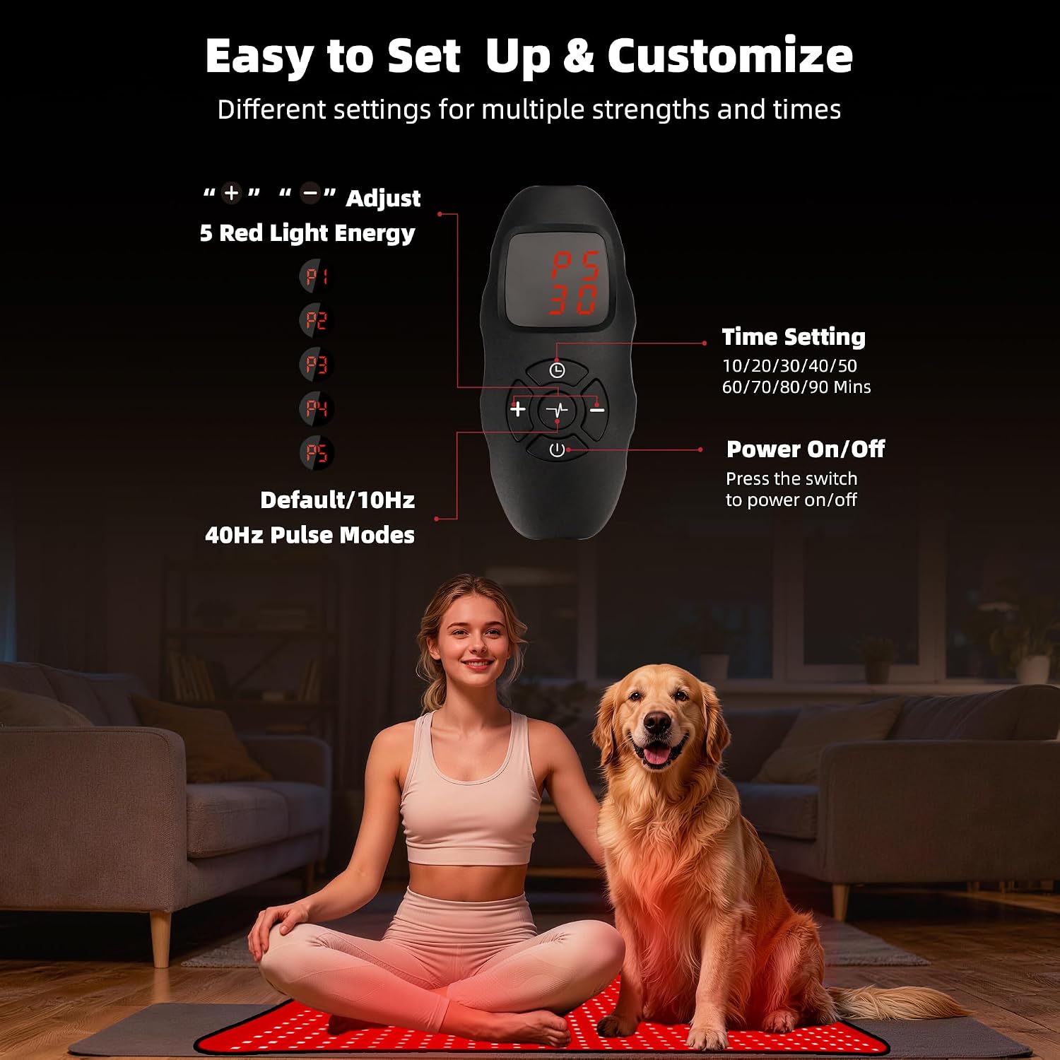 ALMOHADILLA TERAPÉUTICA MORESPOND RED LIGHT THERAPY MAT 27X20 PULGADAS 600 LEDS 660NM Y 850NM - 3