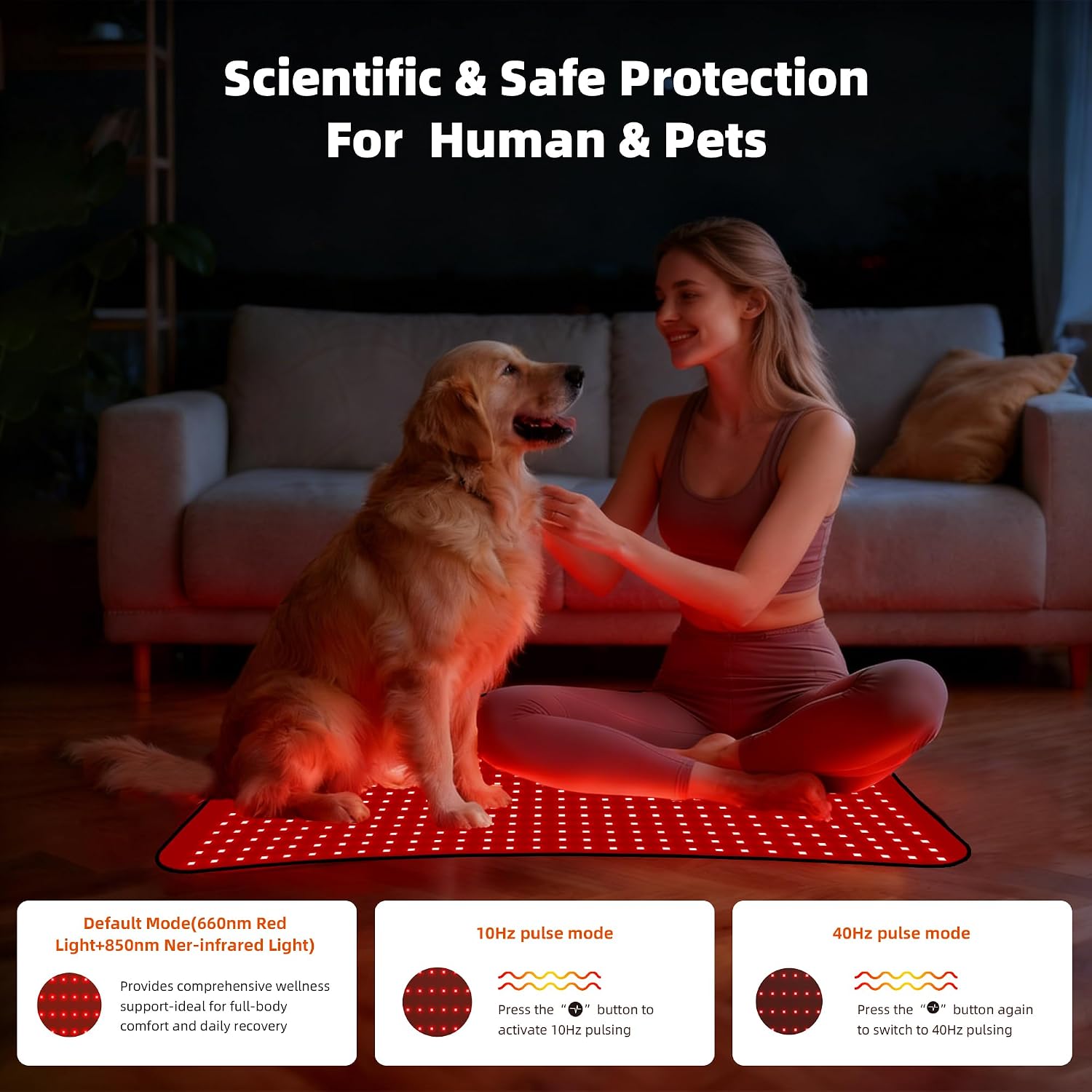 ALMOHADILLA TERAPÉUTICA MORESPOND RED LIGHT THERAPY MAT 27X20 PULGADAS 600 LEDS 660NM Y 850NM - 5