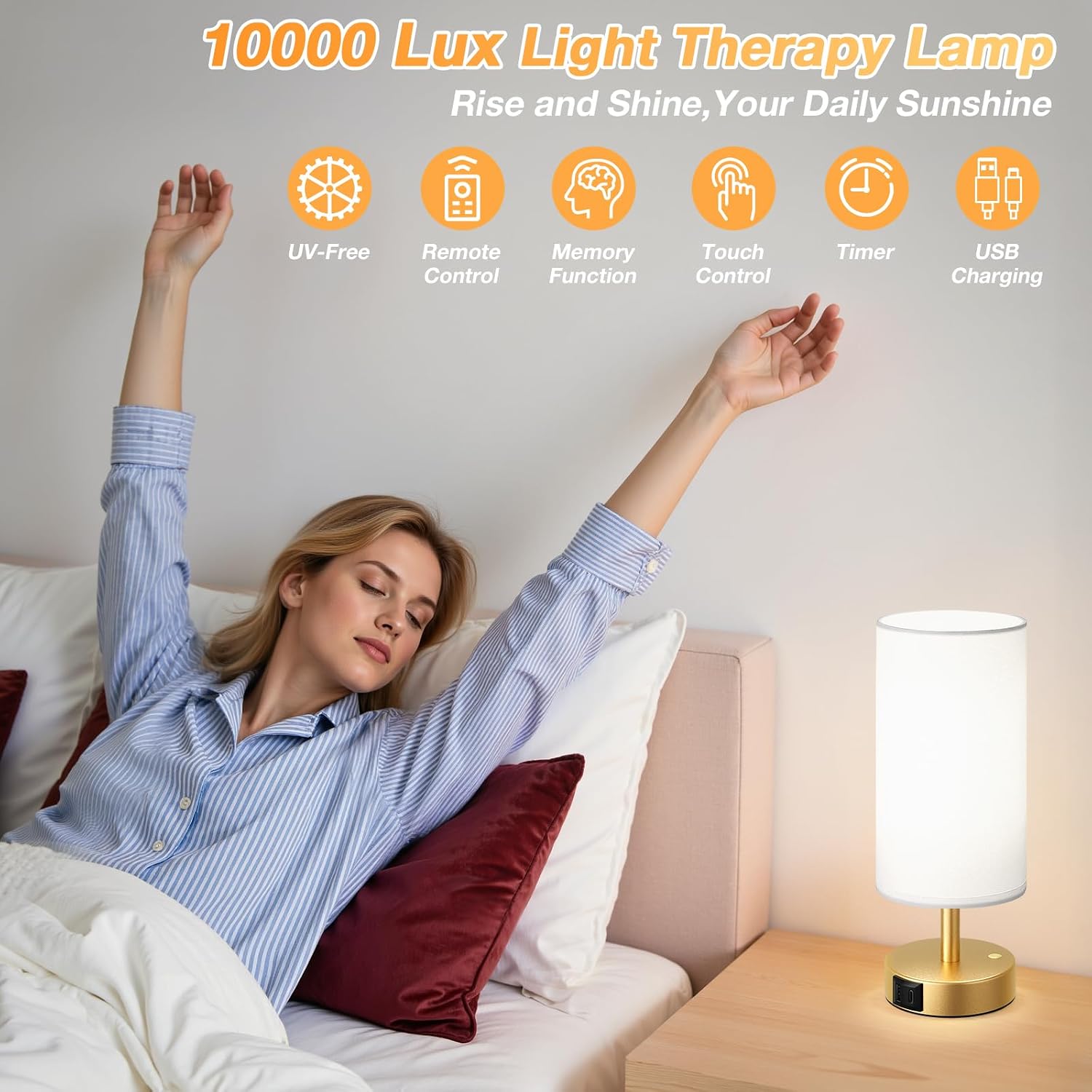 LÁMPARA TERAPÉUTICA DICOOOL 10000 LUX CON CONTROL REMOTO Y LUZ DORADA - 2
