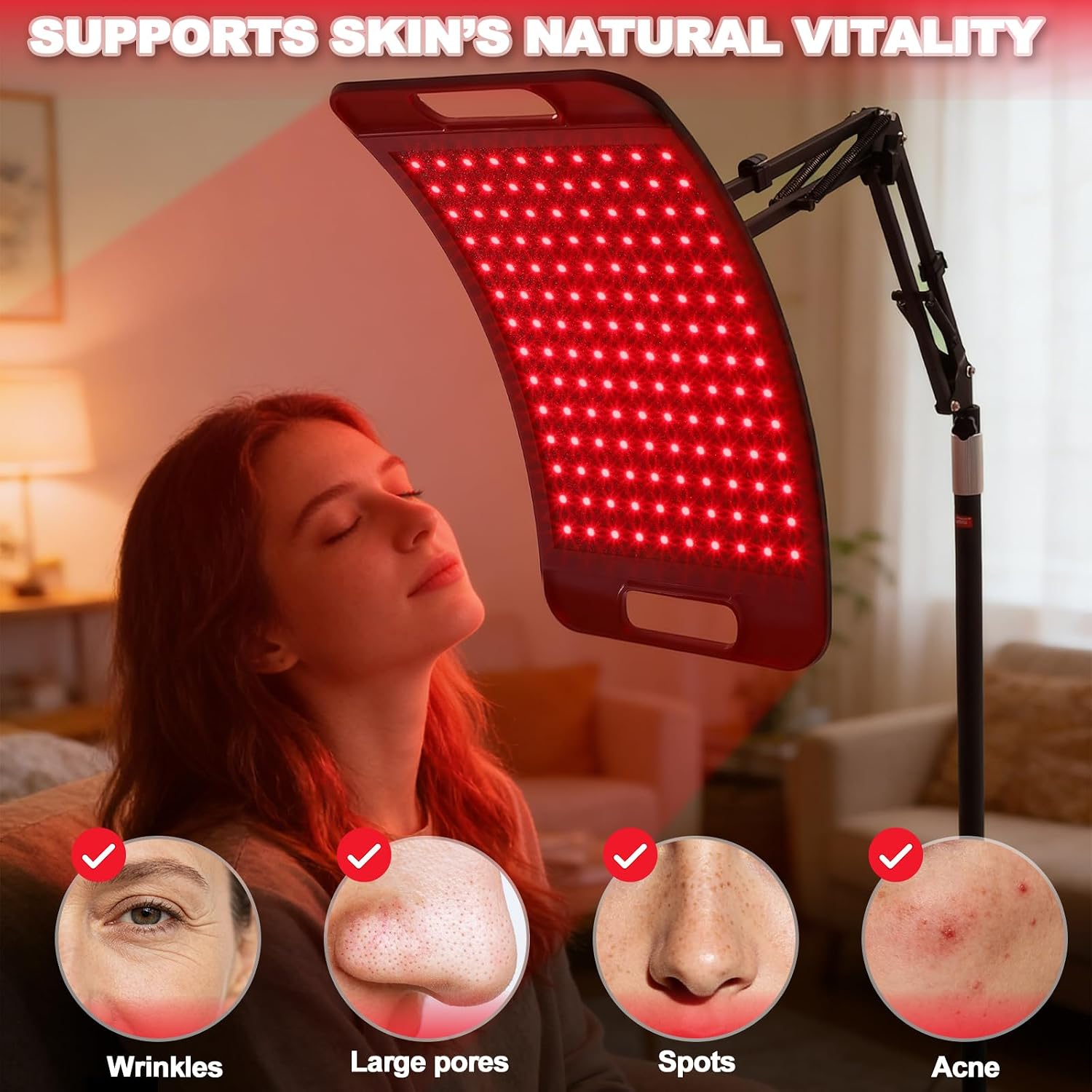LÁMPARA DE TERAPIA DE LUZ ROJA LEDINO 140 LEDS PARA CUERPO Y ROSTRO - 3