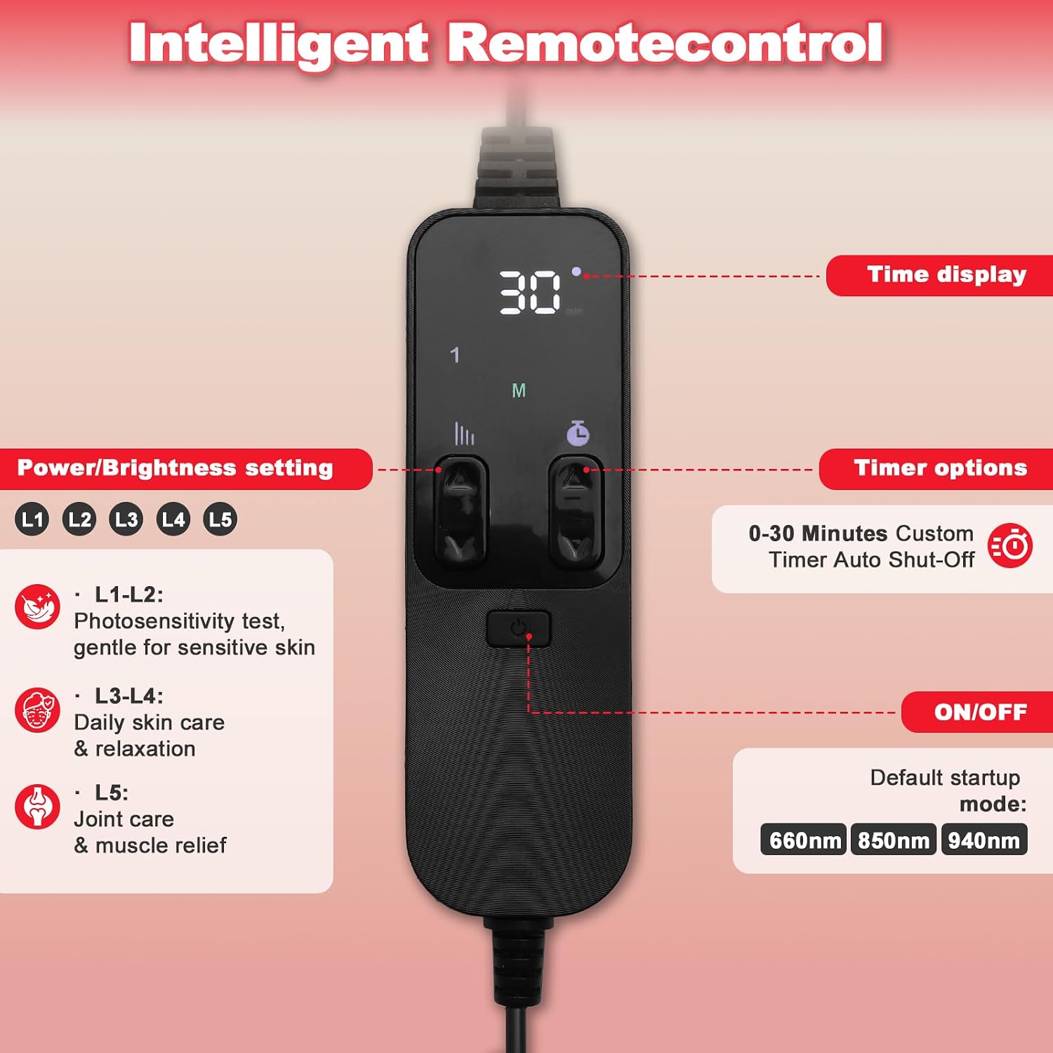 LÁMPARA DE TERAPIA DE LUZ ROJA LEDINO 140 LEDS PARA CUERPO Y ROSTRO - 5