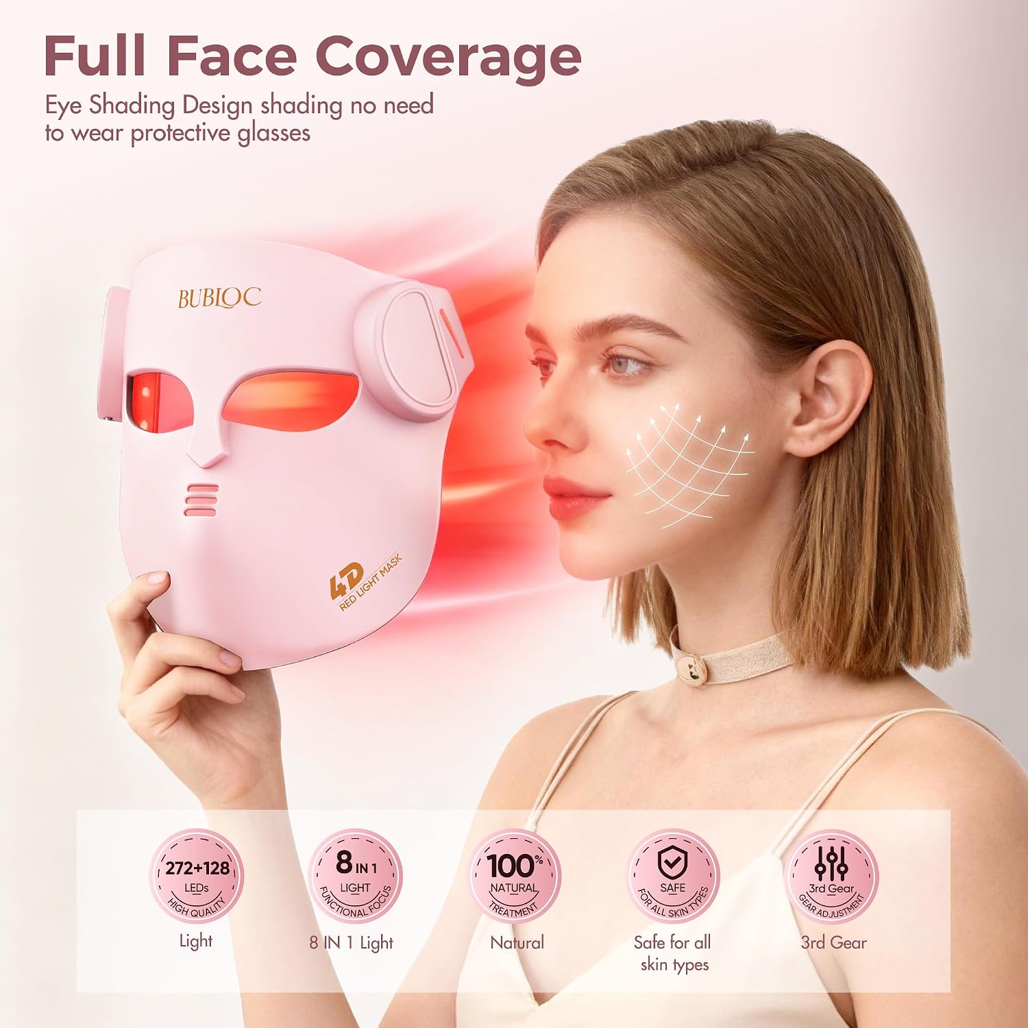 ALMOHADA TERAPÉUTICA HGYYGACN MÁSCARA DE TERAPIA DE LUZ ROJA PARA ROSTRO Y CUELLO INALÁMBRICA - 2