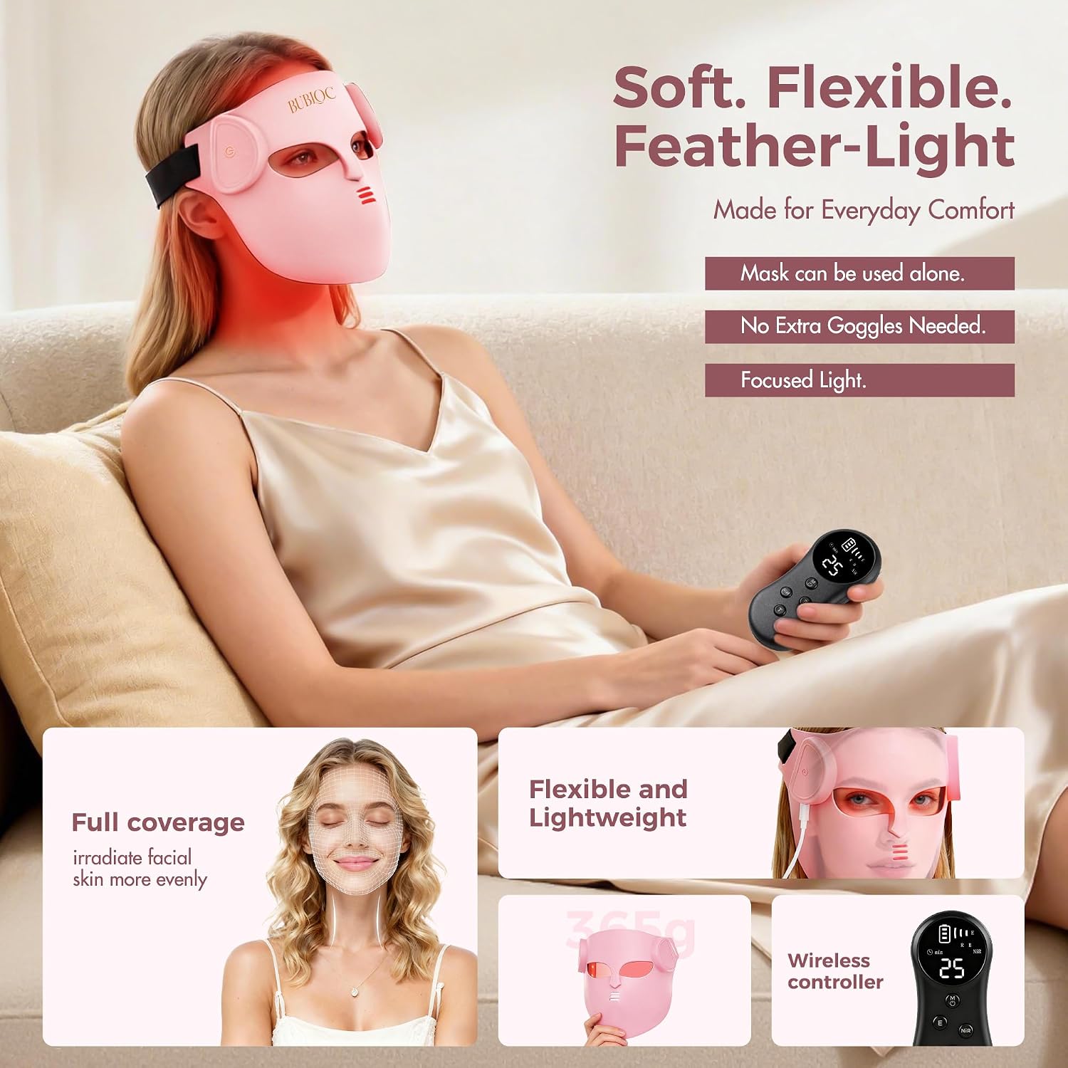ALMOHADA TERAPÉUTICA HGYYGACN MÁSCARA DE TERAPIA DE LUZ ROJA PARA ROSTRO Y CUELLO INALÁMBRICA - 4