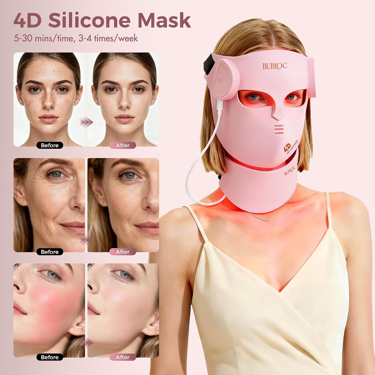 ALMOHADA TERAPÉUTICA HGYYGACN MÁSCARA DE TERAPIA DE LUZ ROJA PARA ROSTRO Y CUELLO INALÁMBRICA - 5